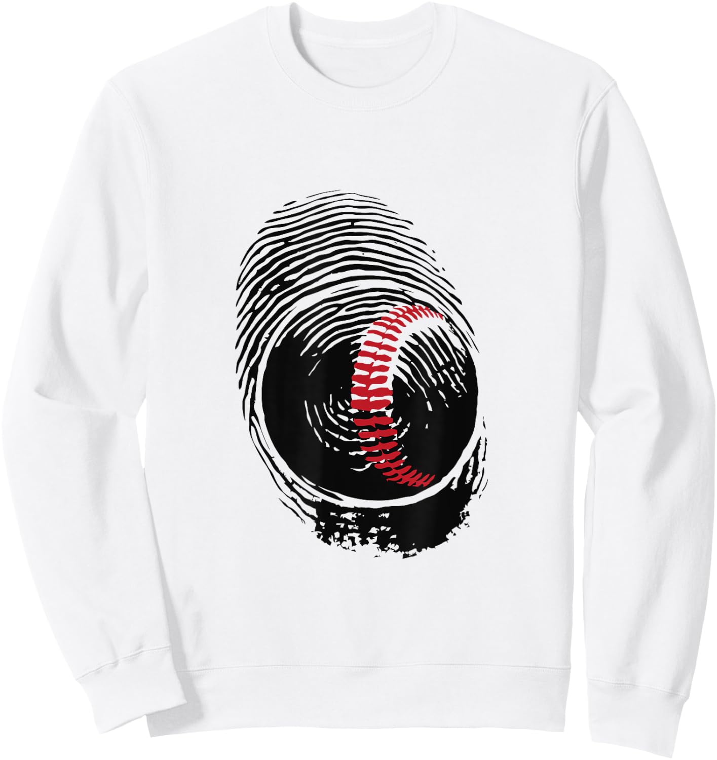 Baseball Fingerprint Cool Baseball Fan and Player Graphic Sweatshirt - Sweatshirt | White