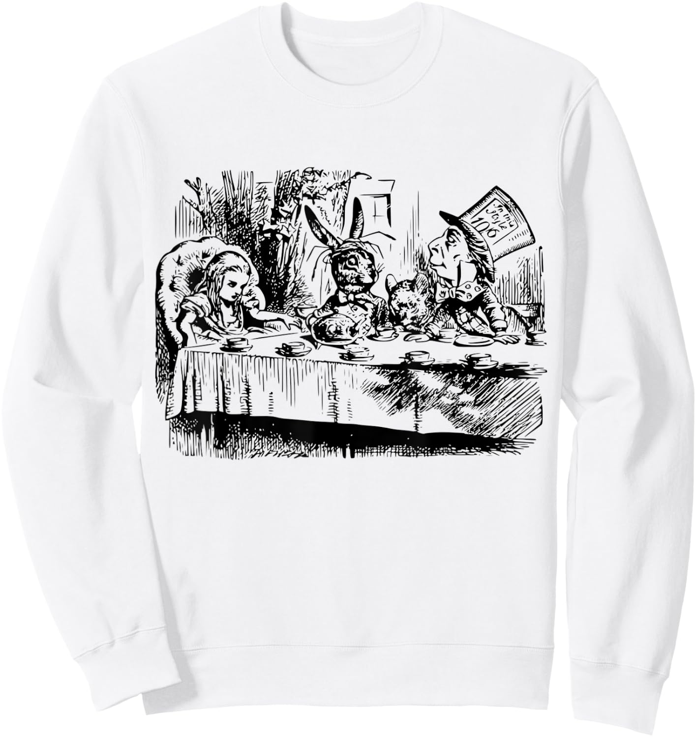 Alice in Wonderland White Rabbit Shirt Mad Hatter Sweatshirt - Sweatshirt | White