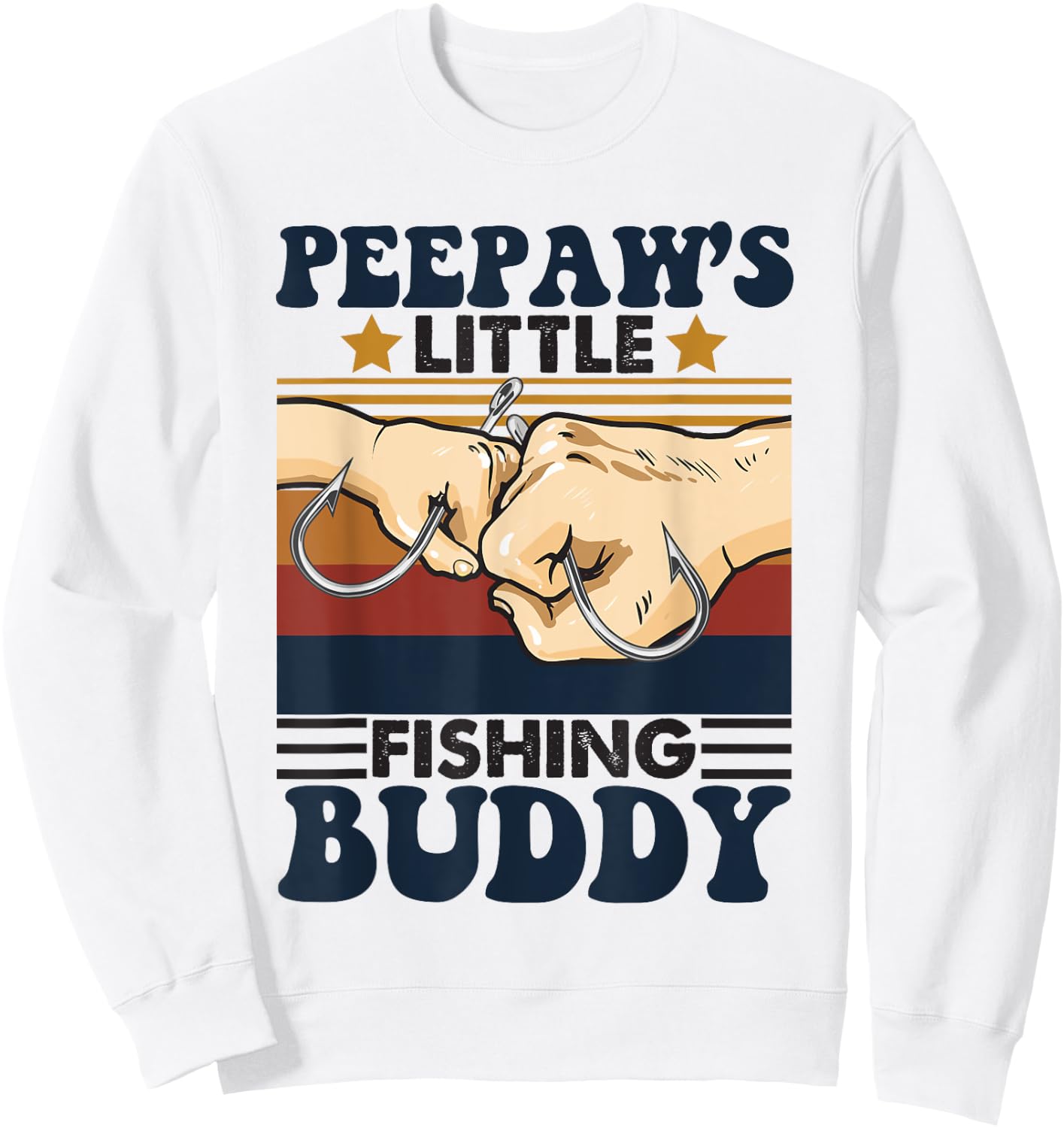 Peepaw's Little Fishing Buddy Funny Fishing Partner Sweatshirt - Sweatshirt | White