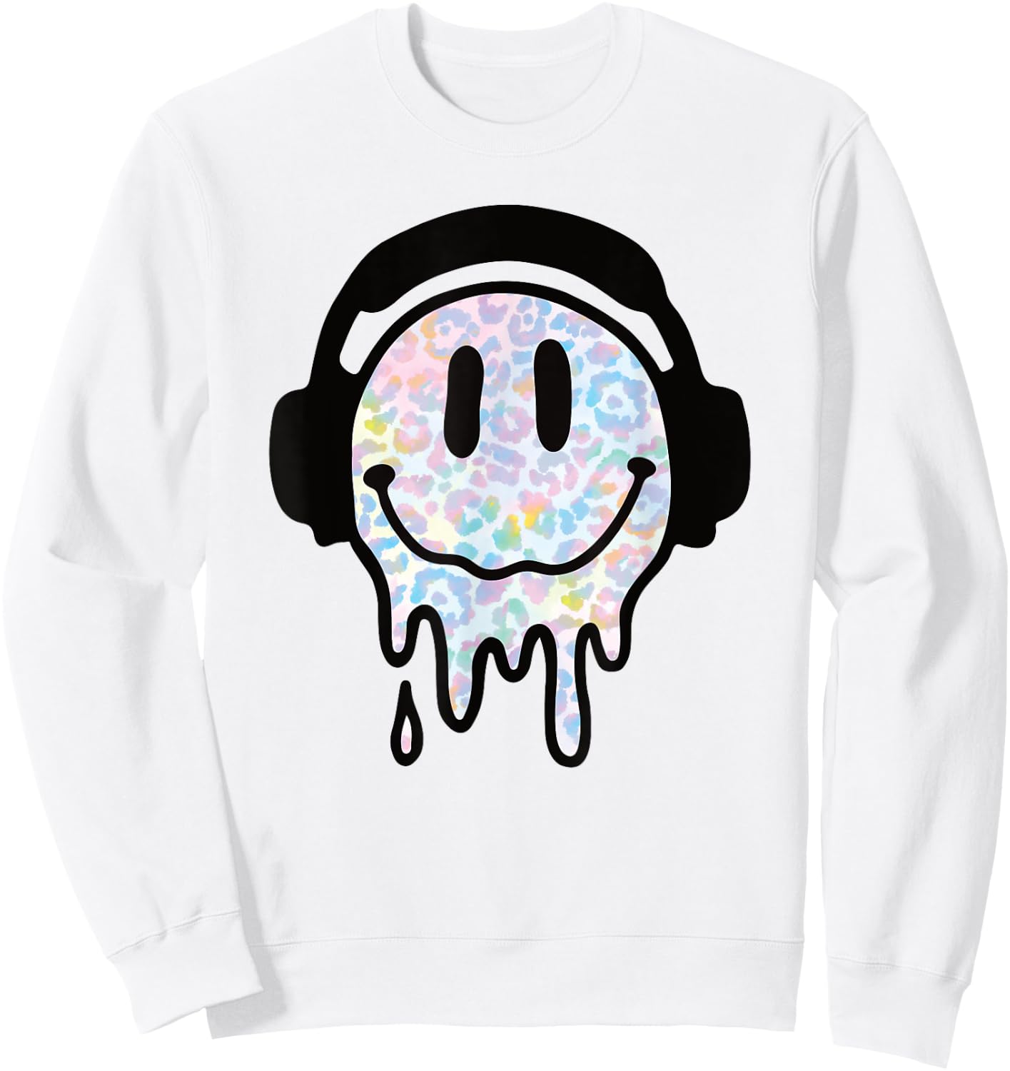 Melting Yellow Smile Funny Smiling Melted Dripping Face Cute Sweatshirt - Sweatshirt | White