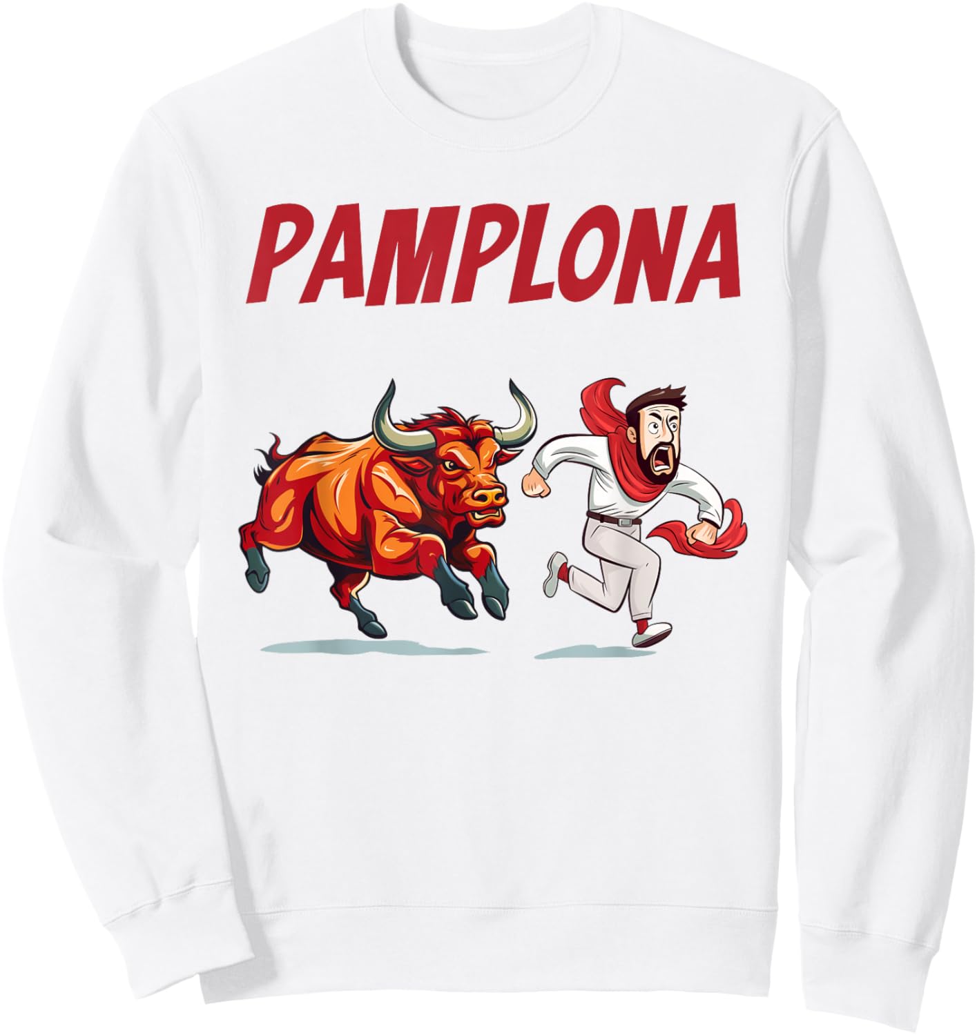 Parody Pamplona Bull Running Sweatshirt - Sweatshirt | White