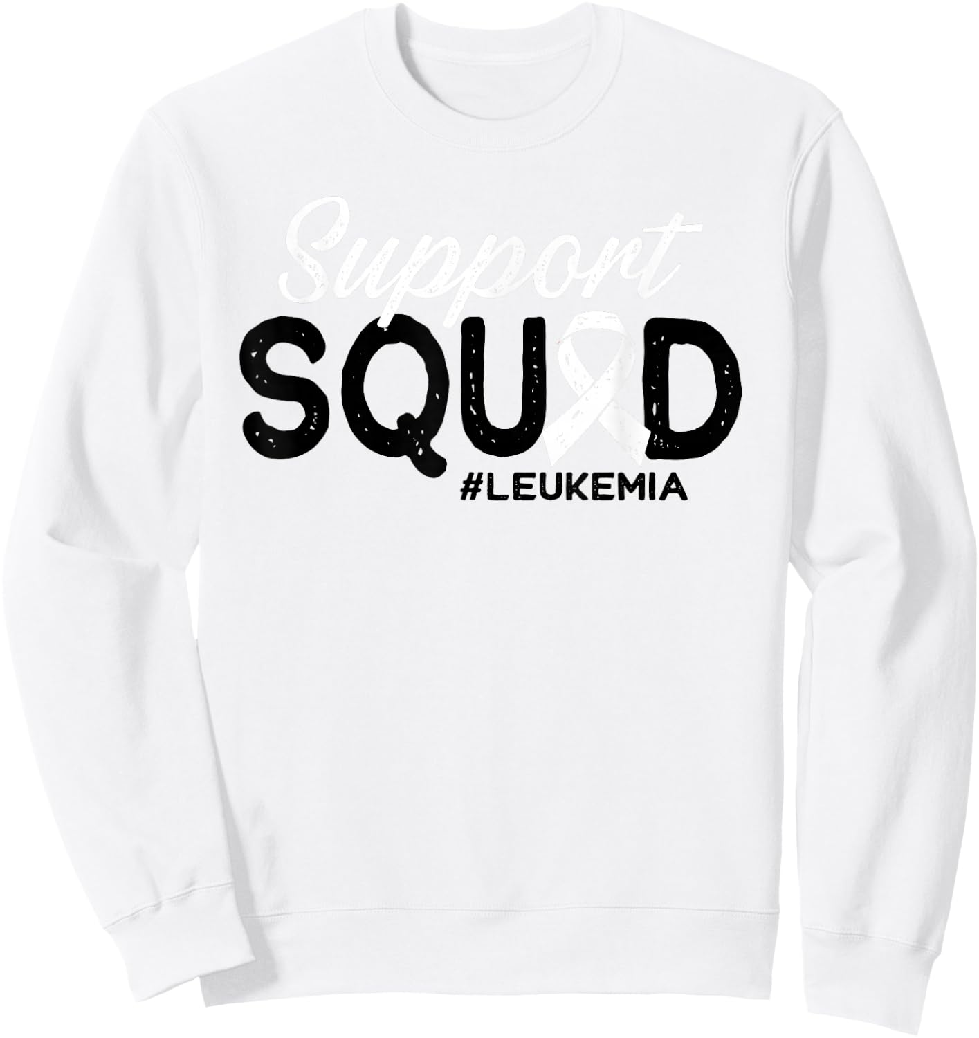 Support Squad Orange Ribbon for Blood Cancer Awareness Leukemia Sweatshirt - Sweatshirt | White