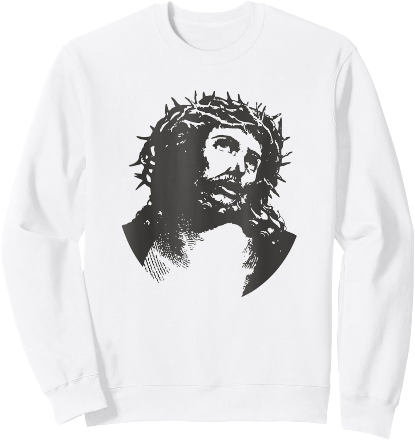 Face Of Jesus Christ Crown Of Thorns Catholic Faith Sweatshirt - Sweatshirt | White