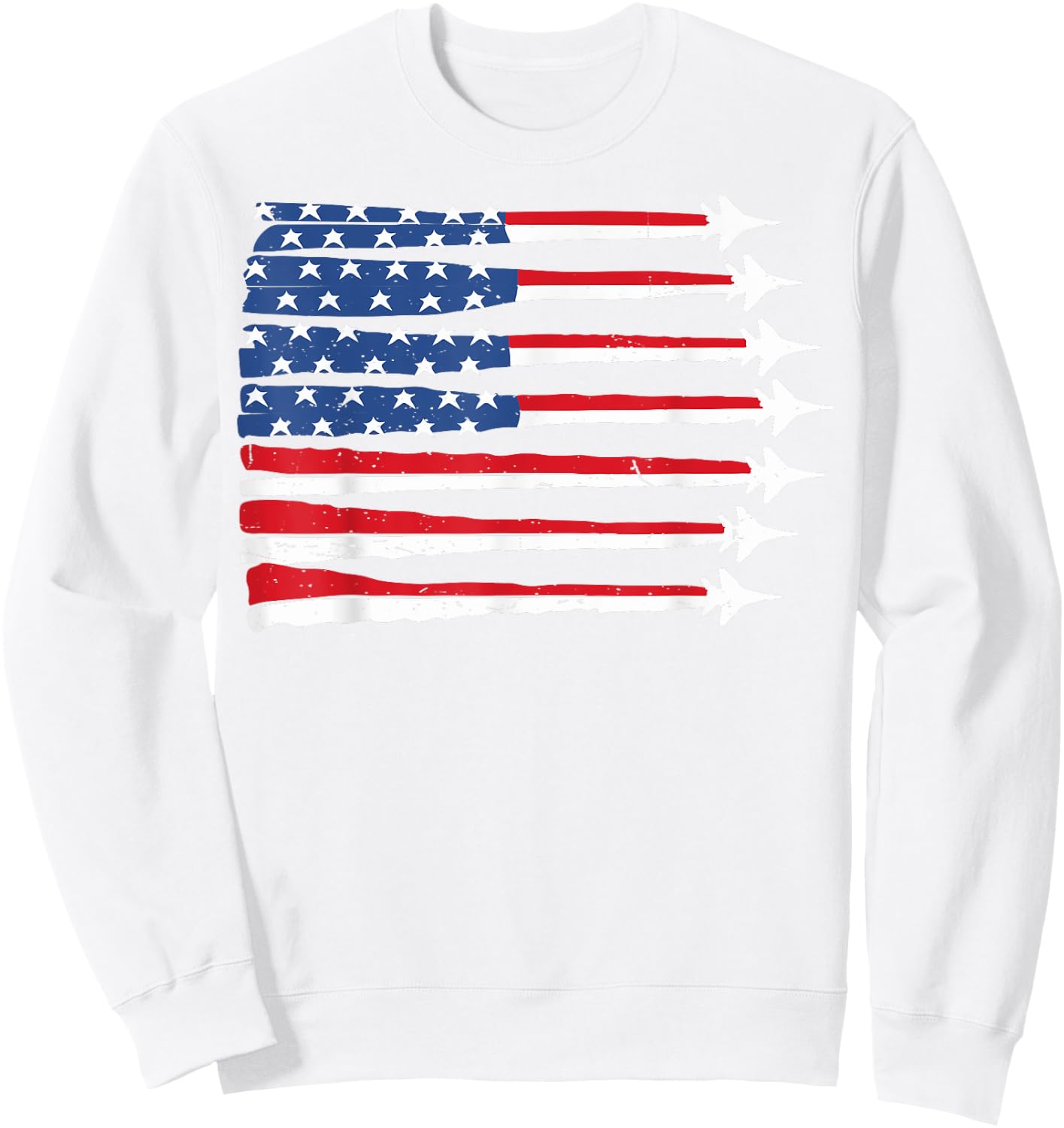 4th of July USA Flag Fighter Jet Patriotic Baby Boy Toddler Sweatshirt - Sweatshirt | White