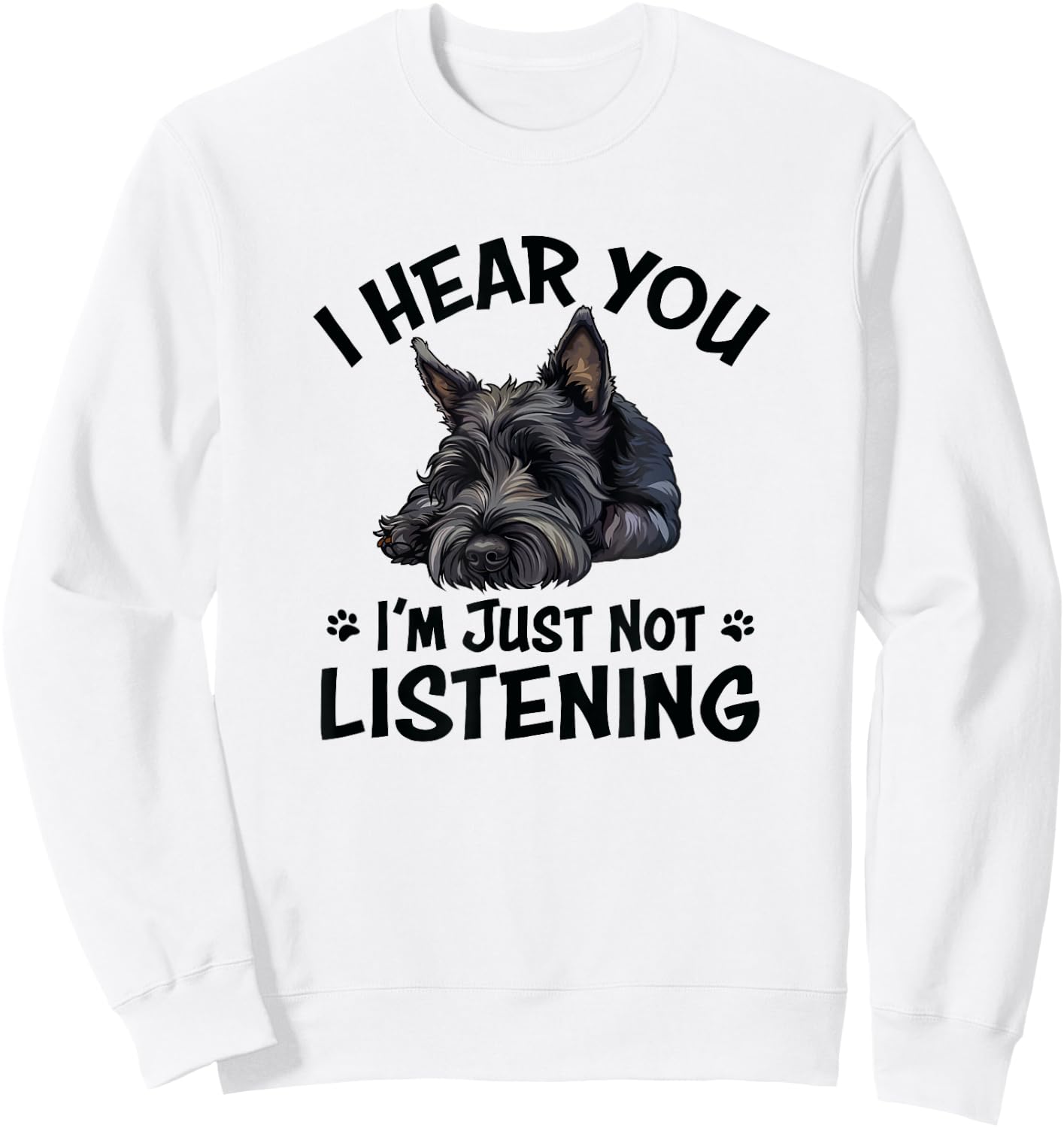 Cute Hear You Listening Scottish Terrier Lover Sweatshirt - Sweatshirt | White