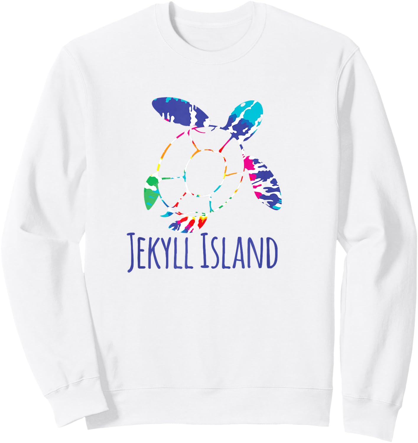 Jekyll Island Loggerhead Batik Tie Dye BOHO Coastal Turtle Sweatshirt - Sweatshirt | White