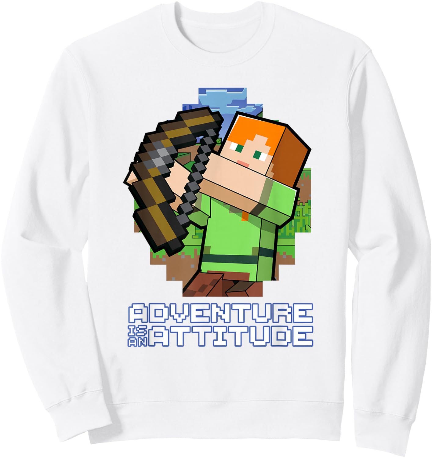 Minecraft Alex Adventure Is An Attitude Graphic Blocks Sweatshirt - Sweatshirt | White