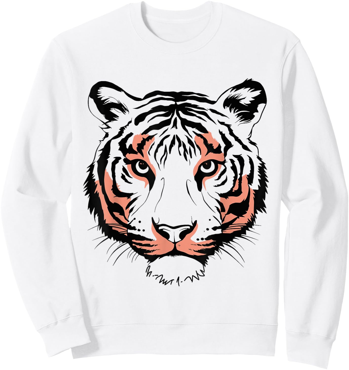 Orange Tiger Face Wild Animal Men Kids Tiger Head Sweatshirt - Sweatshirt | White