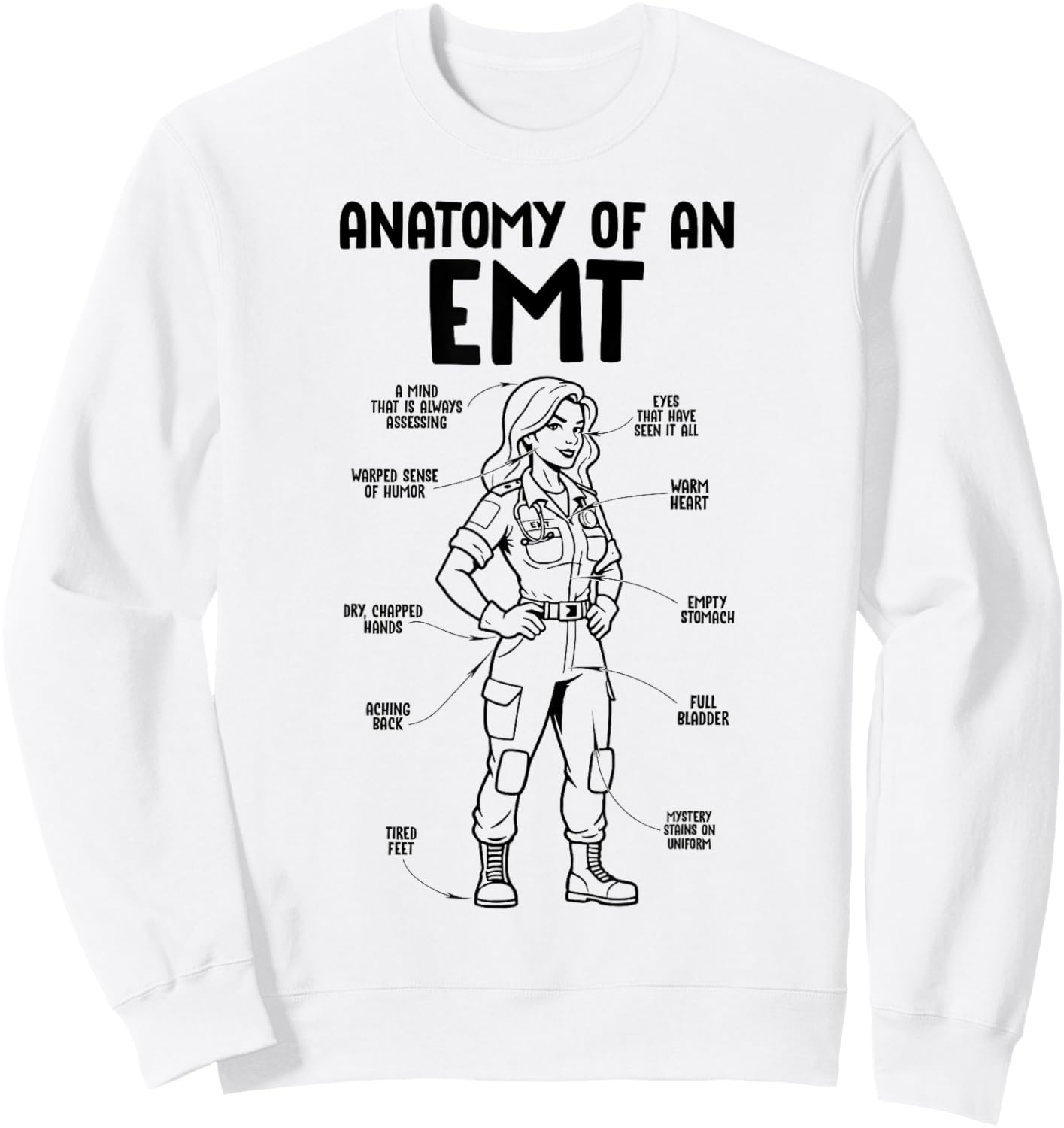 EMT Anatomy Funny EMT Girls Sweatshirt - Sweatshirt | White