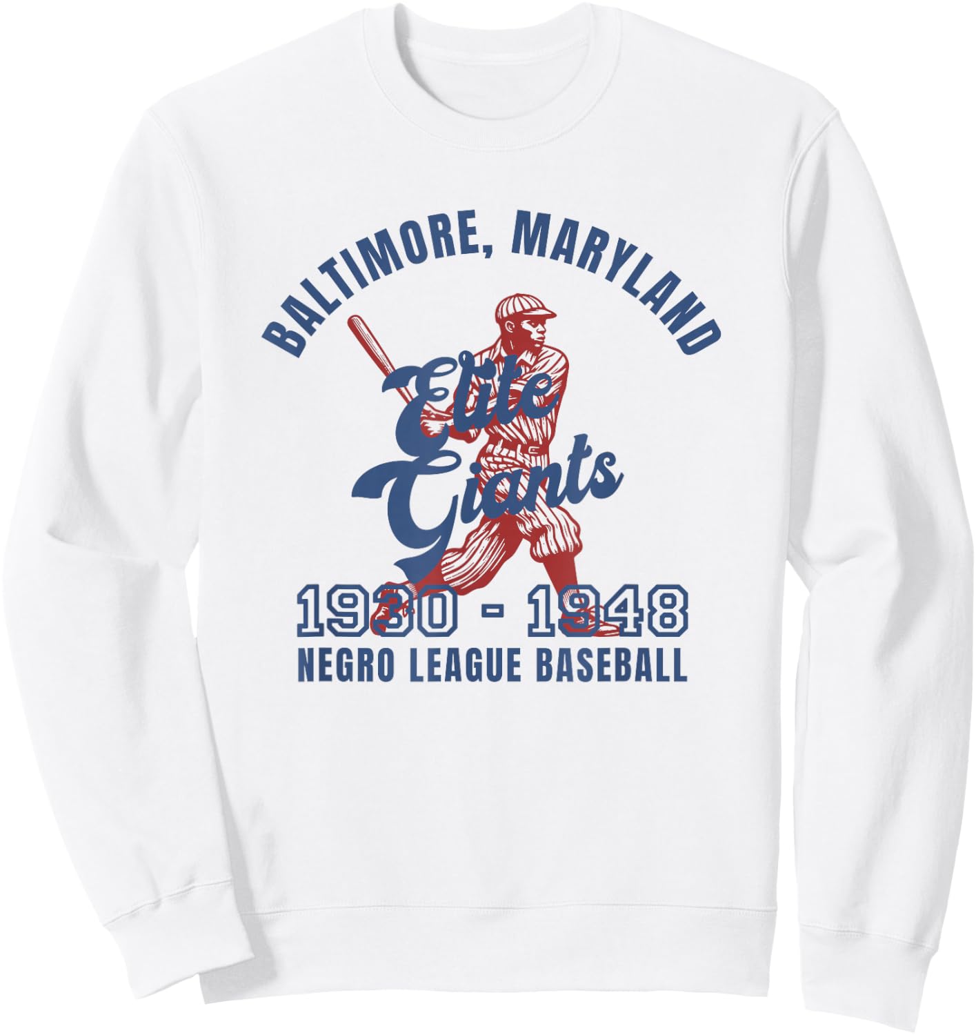 Vintage Baltimore Negro League Baseball Black History Month Sweatshirt - Sweatshirt | White