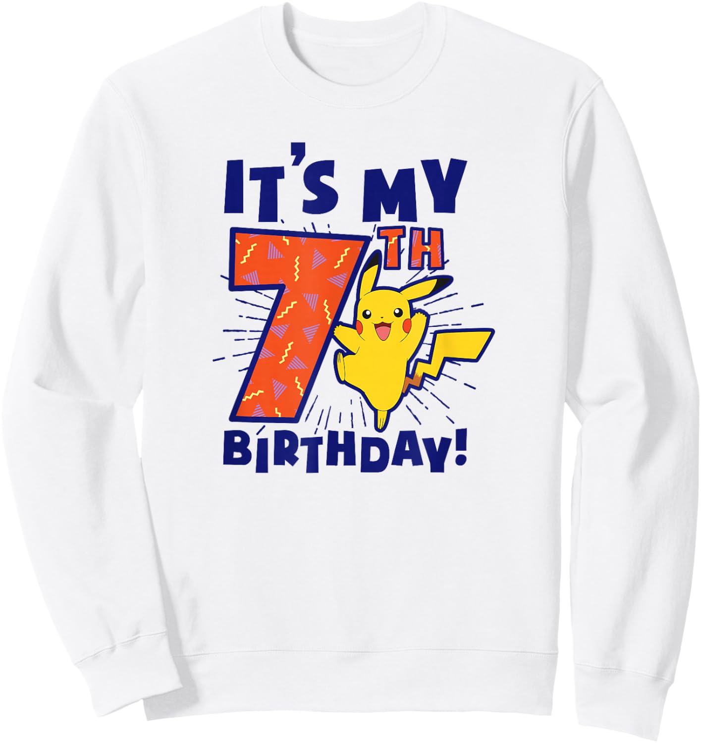 Pokémon Pikachu It's My 7th Birthday Awesome Celebration Sweatshirt - Sweatshirt | White