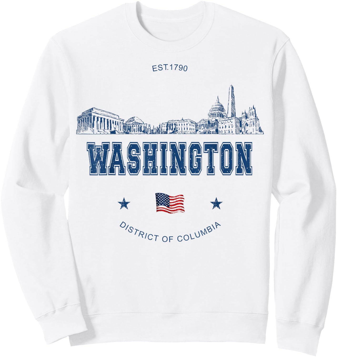 Washington DC Skyline Vintage Sweatshirt - Sweatshirt | White