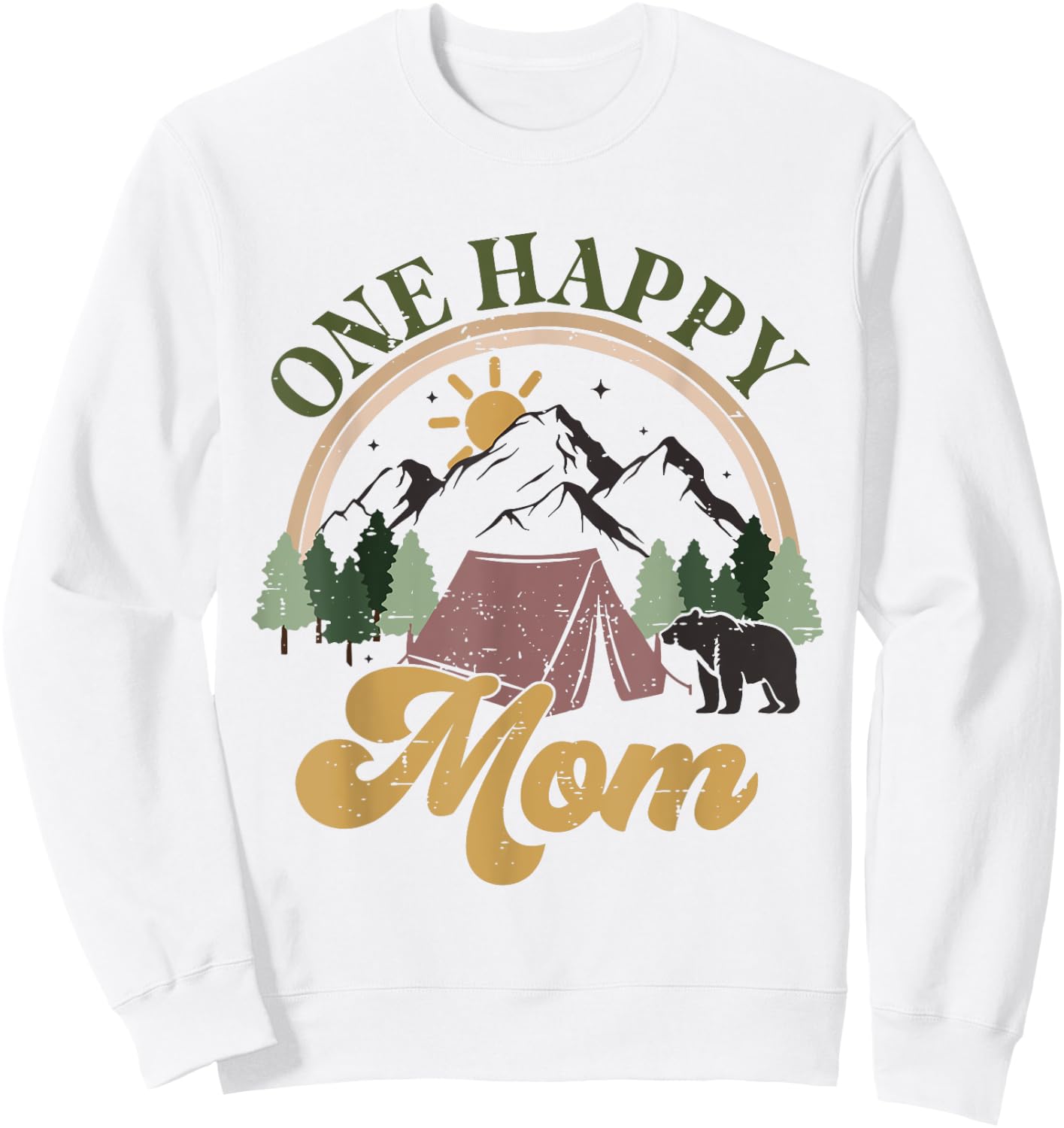 Cute One Happy Camper Birthday Decorations One Happy Mom Sweatshirt - Sweatshirt | White