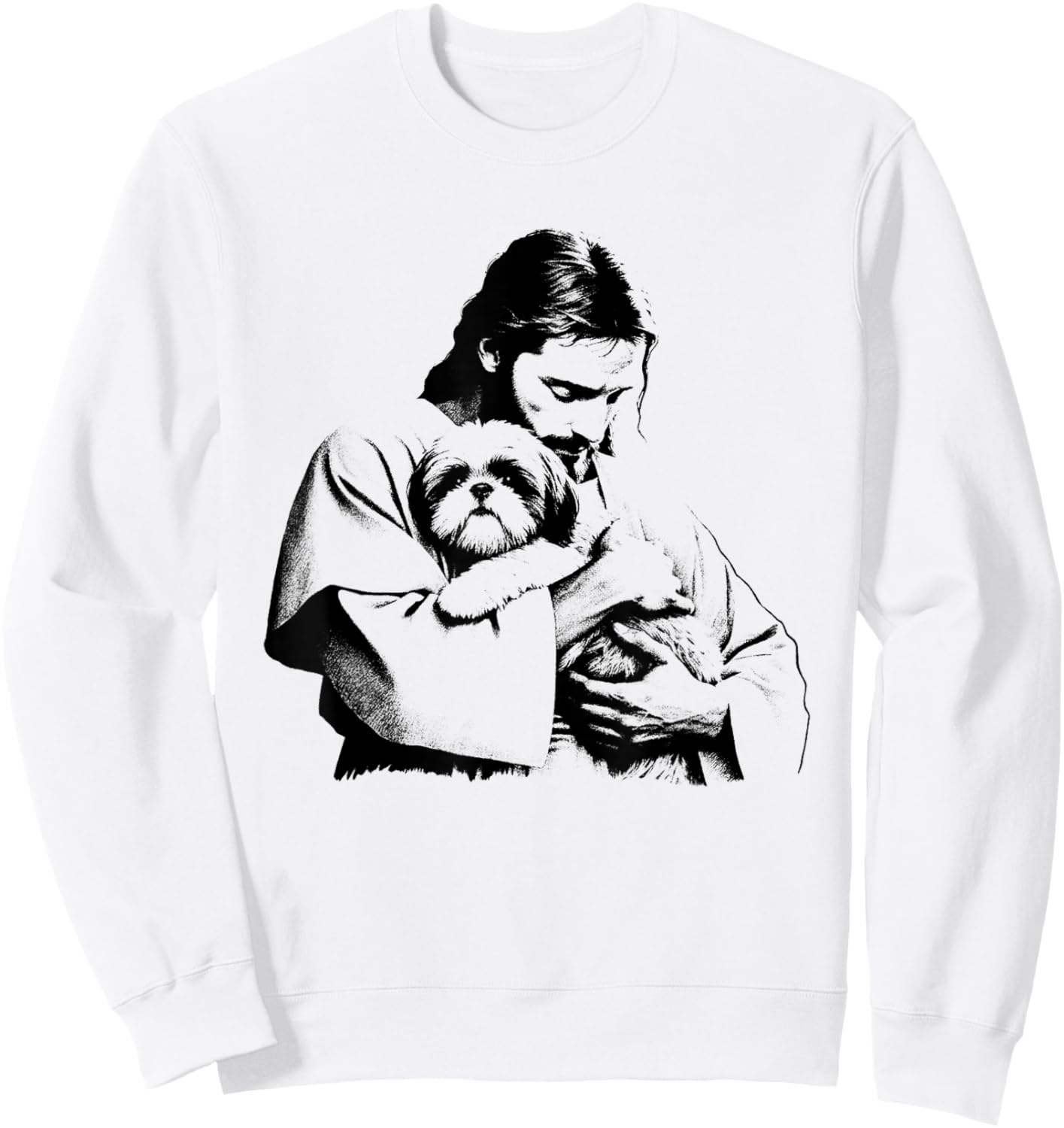 Jesus Shih Tzu Dog - Funny Christian Religious Dog Lover Women Girls Kids Sweatshirt - Sweatshirt | White