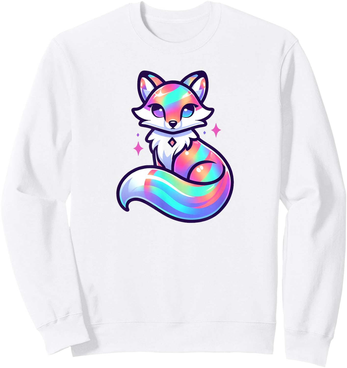 TherianPride Rainbow Fox Therian Sweatshirt - Sweatshirt | White