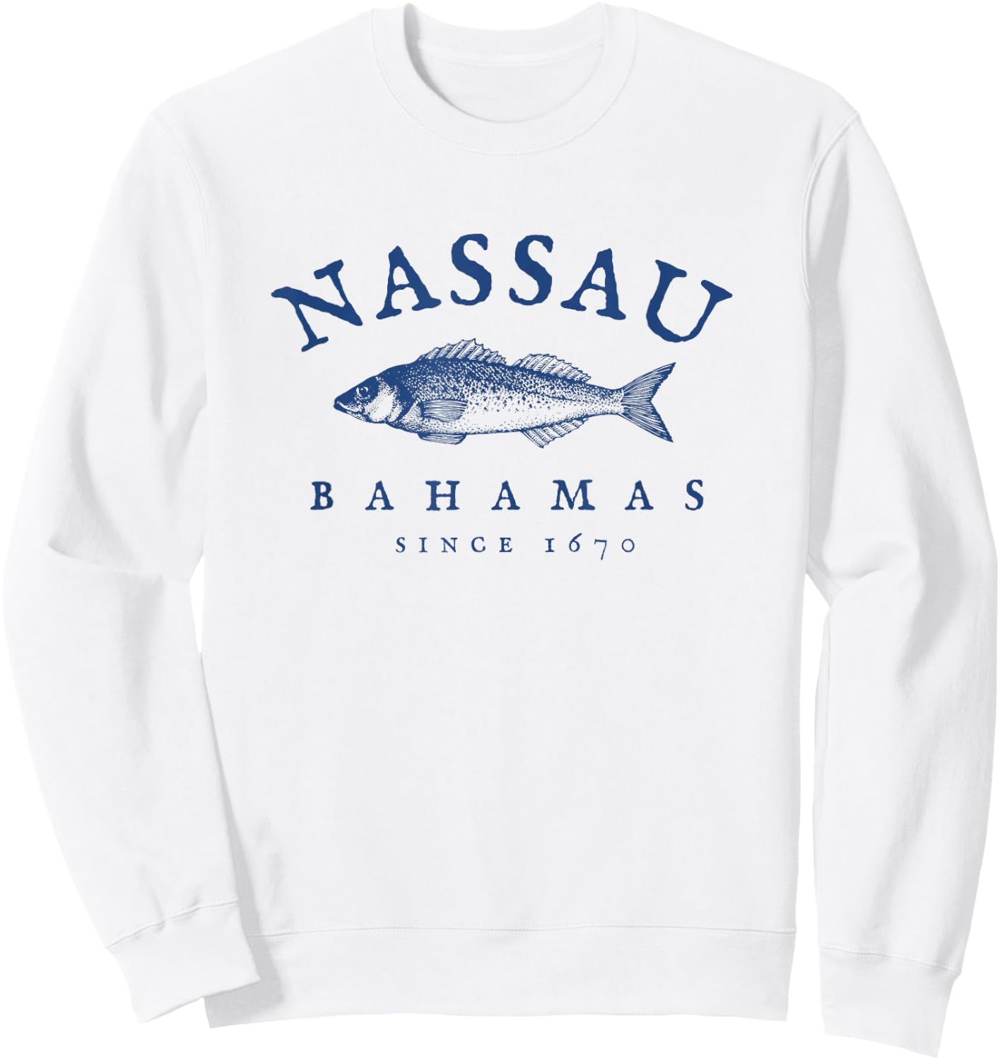 Retro Nassau Bahamas Fishing Sweatshirt - Sweatshirt | White
