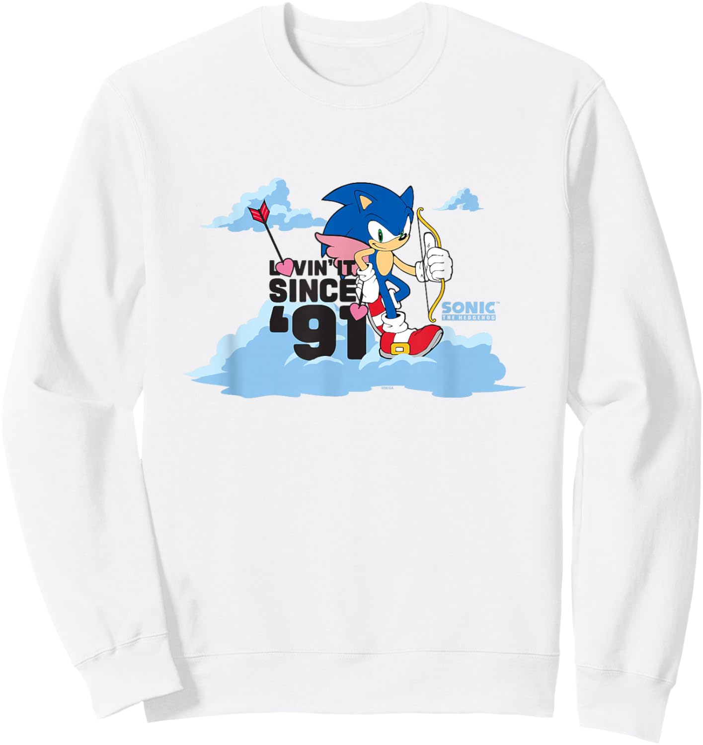 Sonic The Hedgehog Valentine's Day Lovin' It Since 91 Poster Sweatshirt - Sweatshirt | White