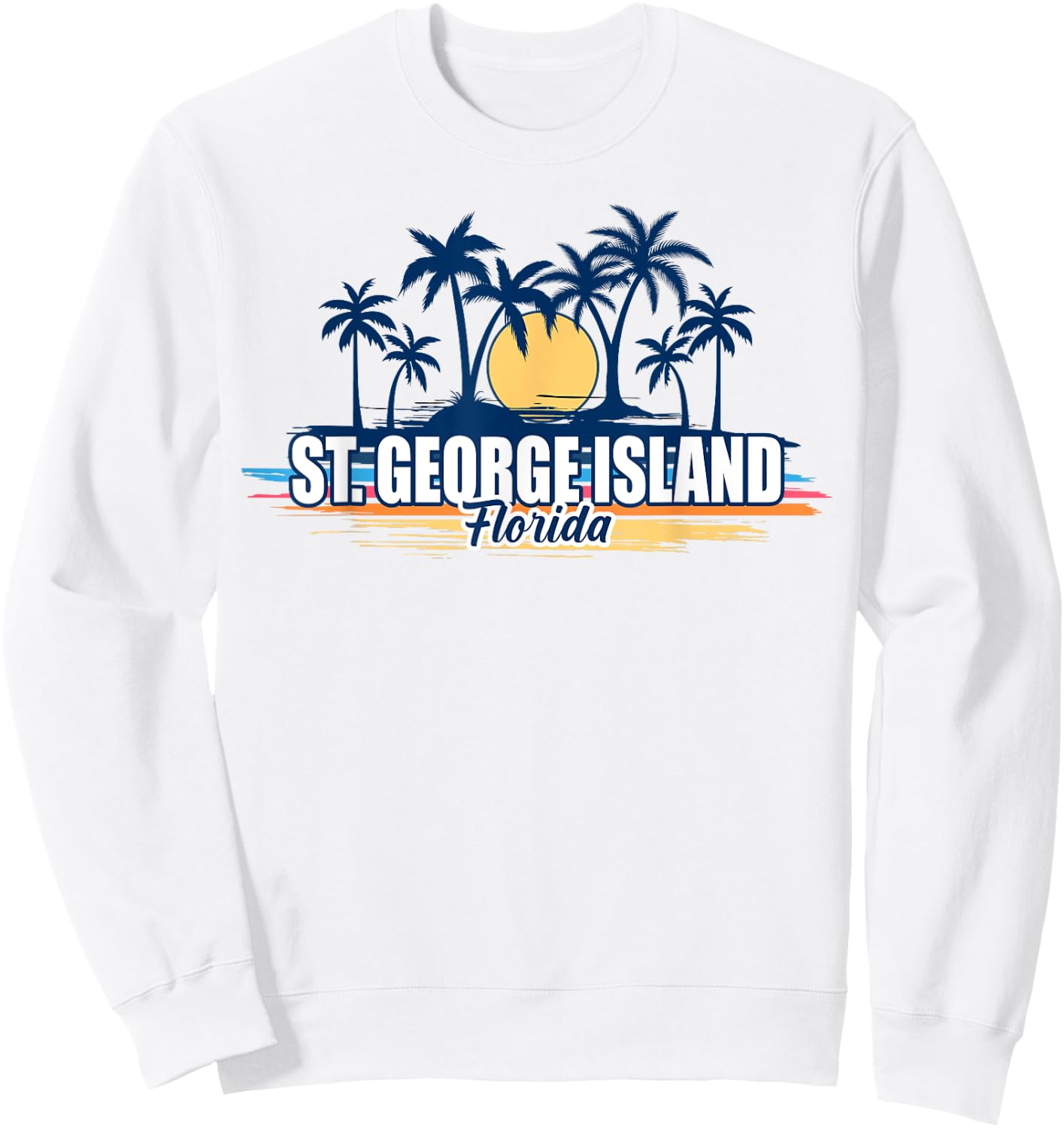 St George Island Florida Retro Surfing Board Sweatshirt - Sweatshirt | White