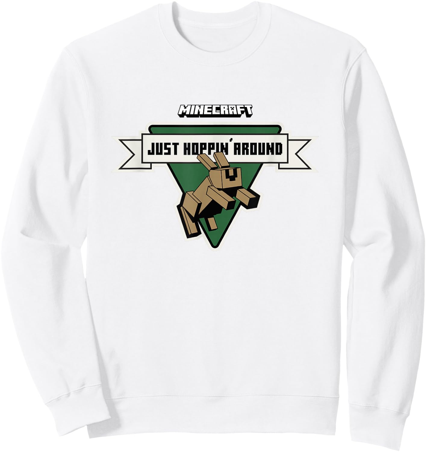 Minecraft Just Hoppin' Around Cute Bunny Logo Sweatshirt - Sweatshirt | White