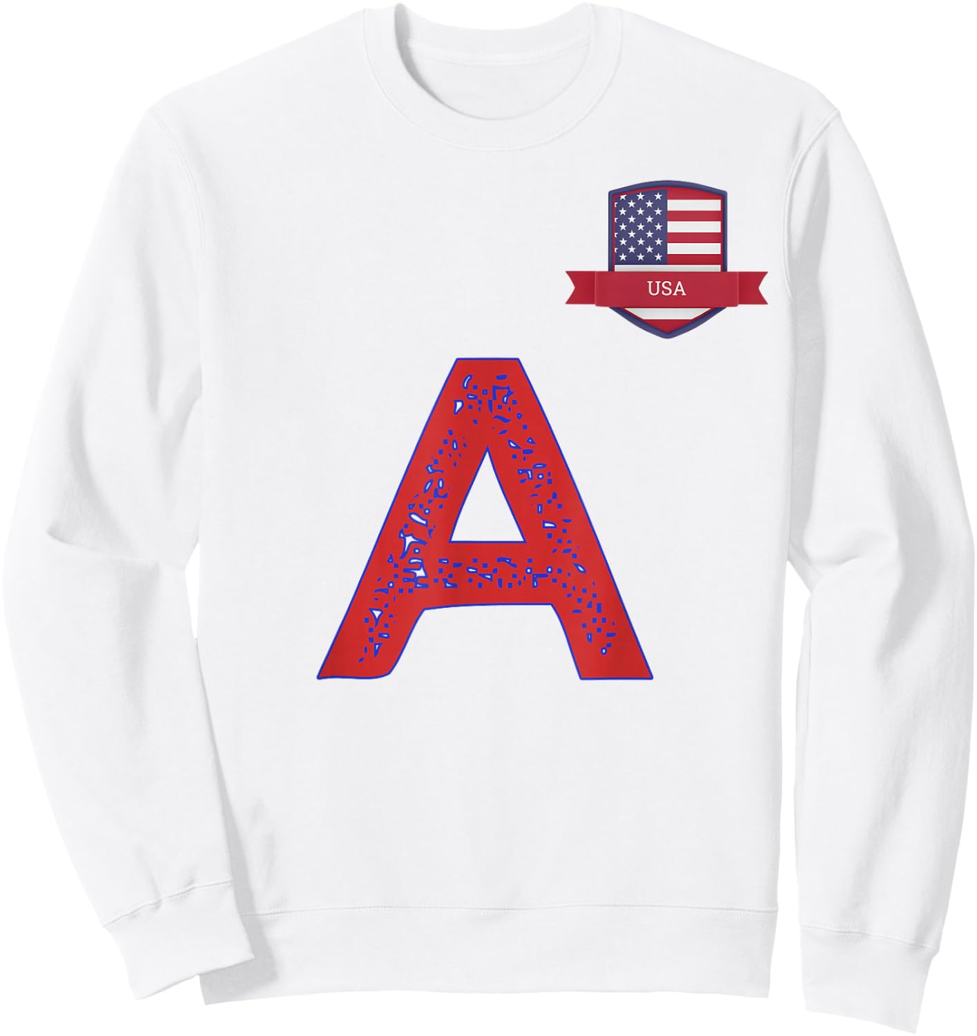 USA Human-Flag Letter A American USA Red Sweatshirt - Sweatshirt | White