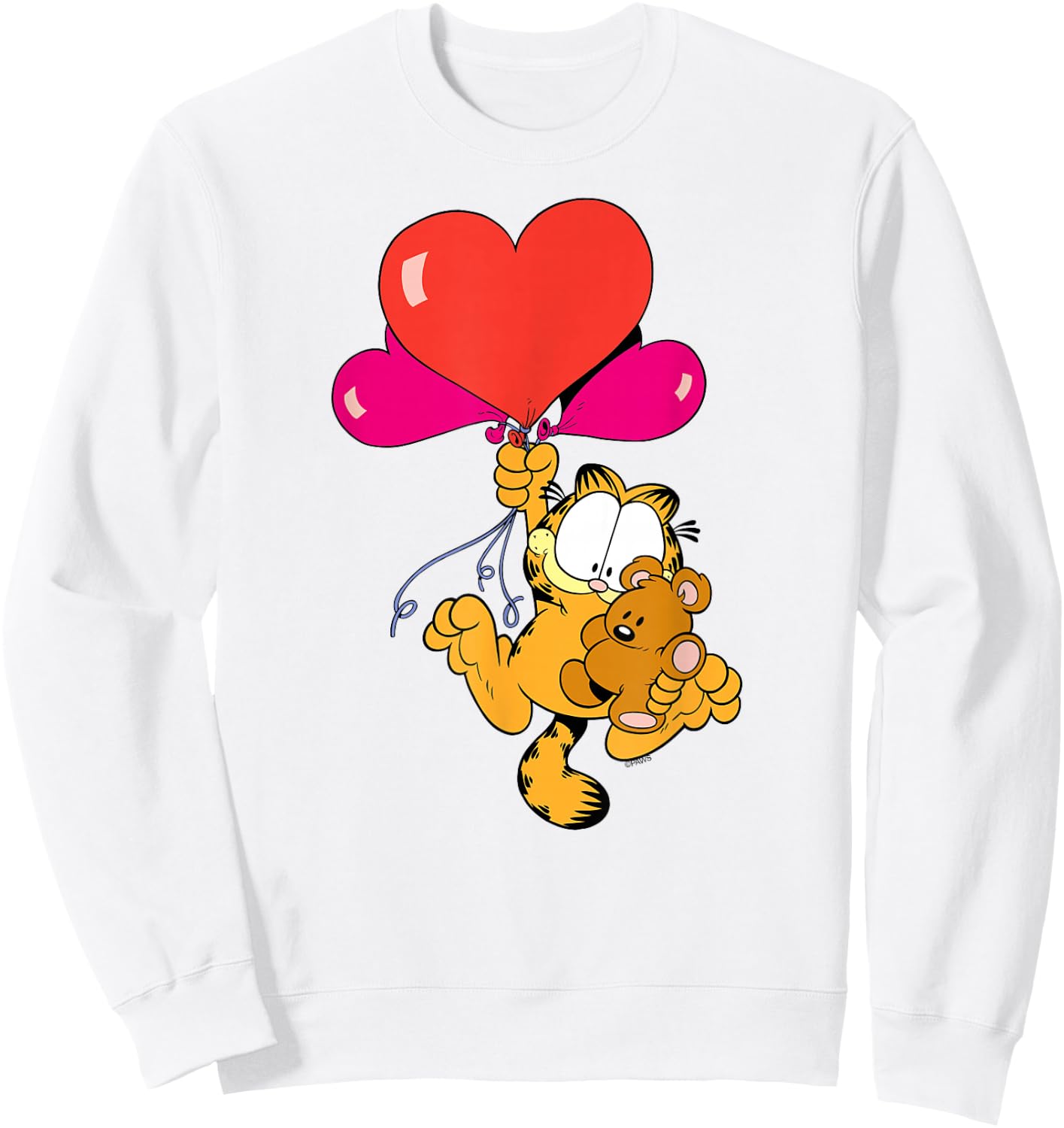Garfield Heart Balloons with Pooky Valentine's Day Cat Sweatshirt - Sweatshirt | White