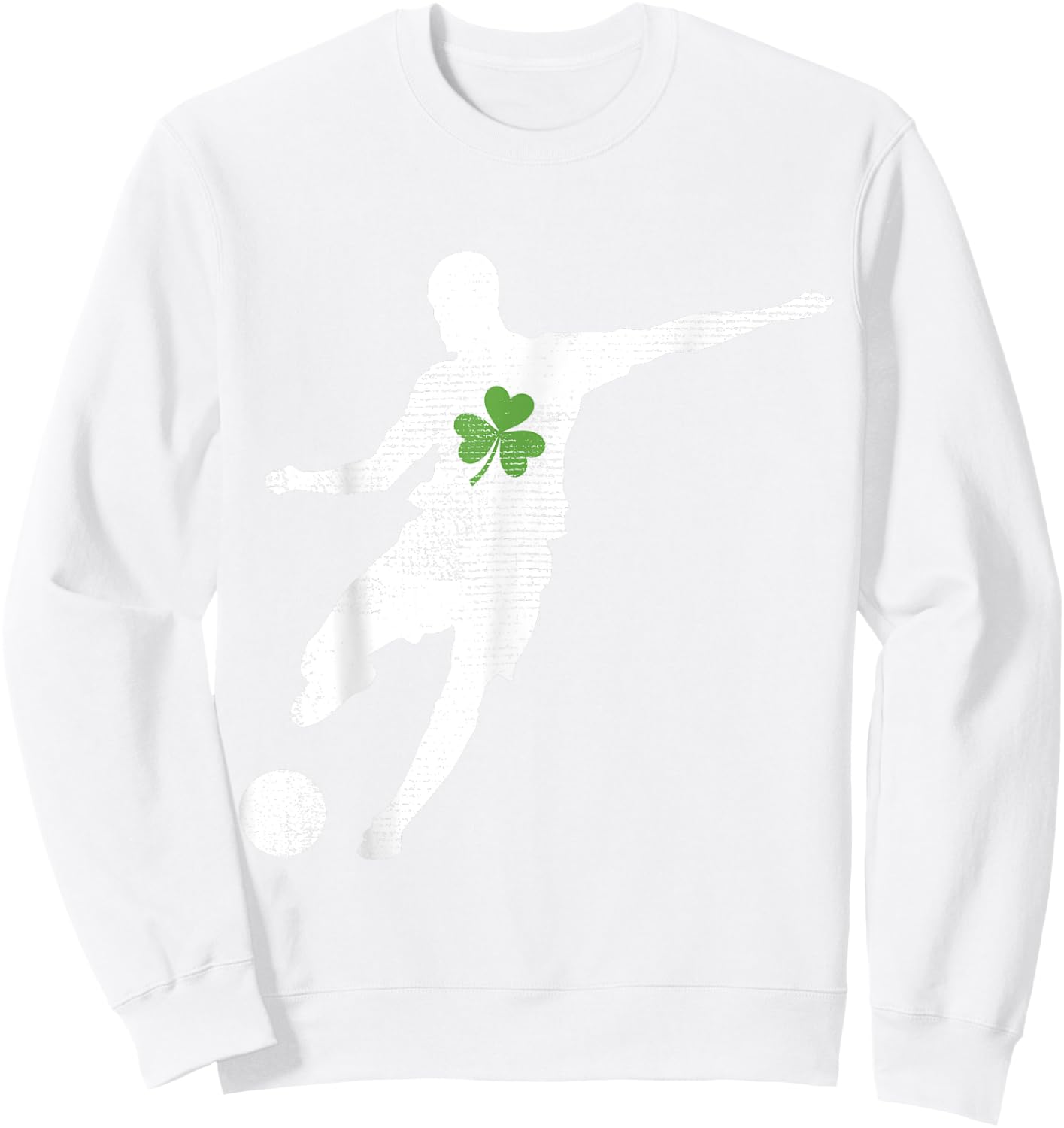 Soccer Lovers Green Shamrock Leaf St Patricks Day Sweatshirt - Sweatshirt | White