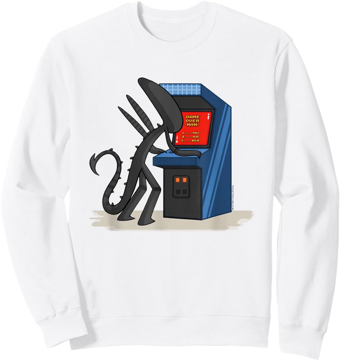 Aliens Cute Animated Xen Game Over Man Big Chest Poster Sweatshirt - Sweatshirt | White