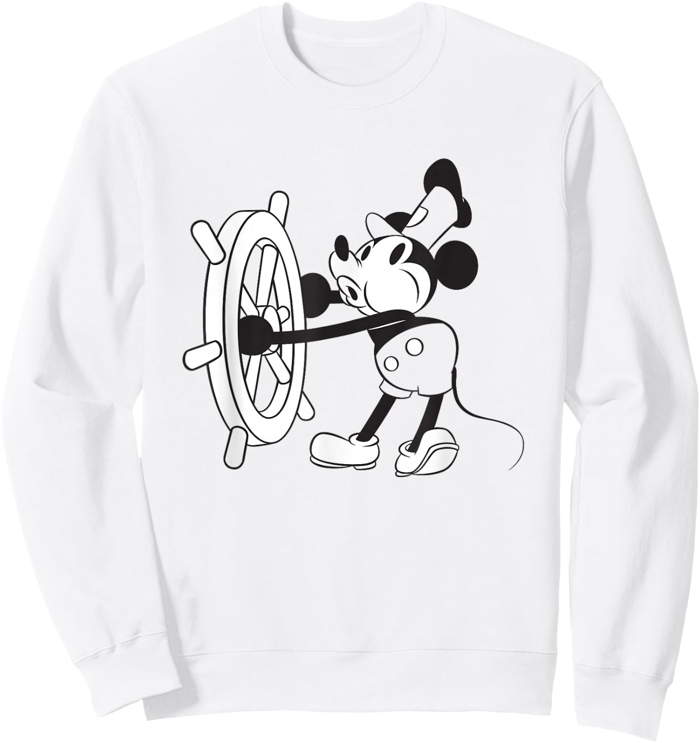 Disney Steamboat Willie Mickey Vintage Big Chest Portrait Sweatshirt - Sweatshirt | White