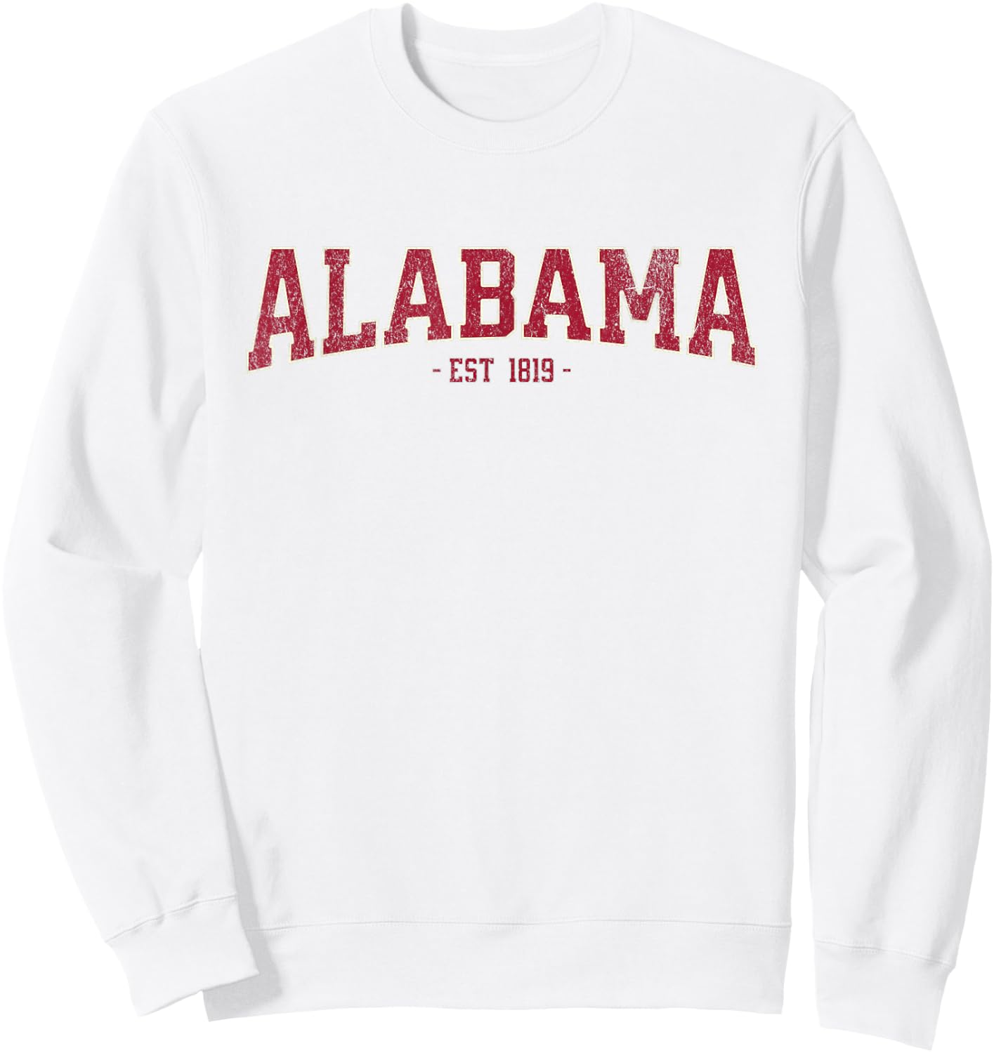 Classic Alabama Retro Varsity Vintage Alabama Distressed Sweatshirt - Sweatshirt | White