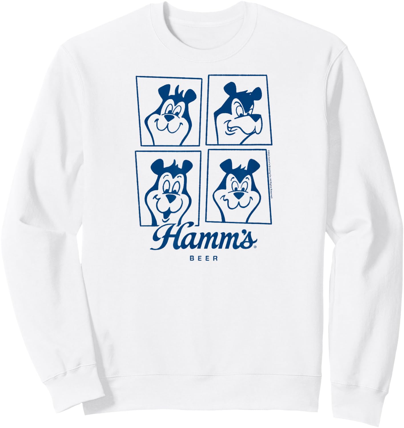 Hamm's - Beer Bear Cartoon Mascot Sascha Face Grid Sweatshirt - Sweatshirt | White
