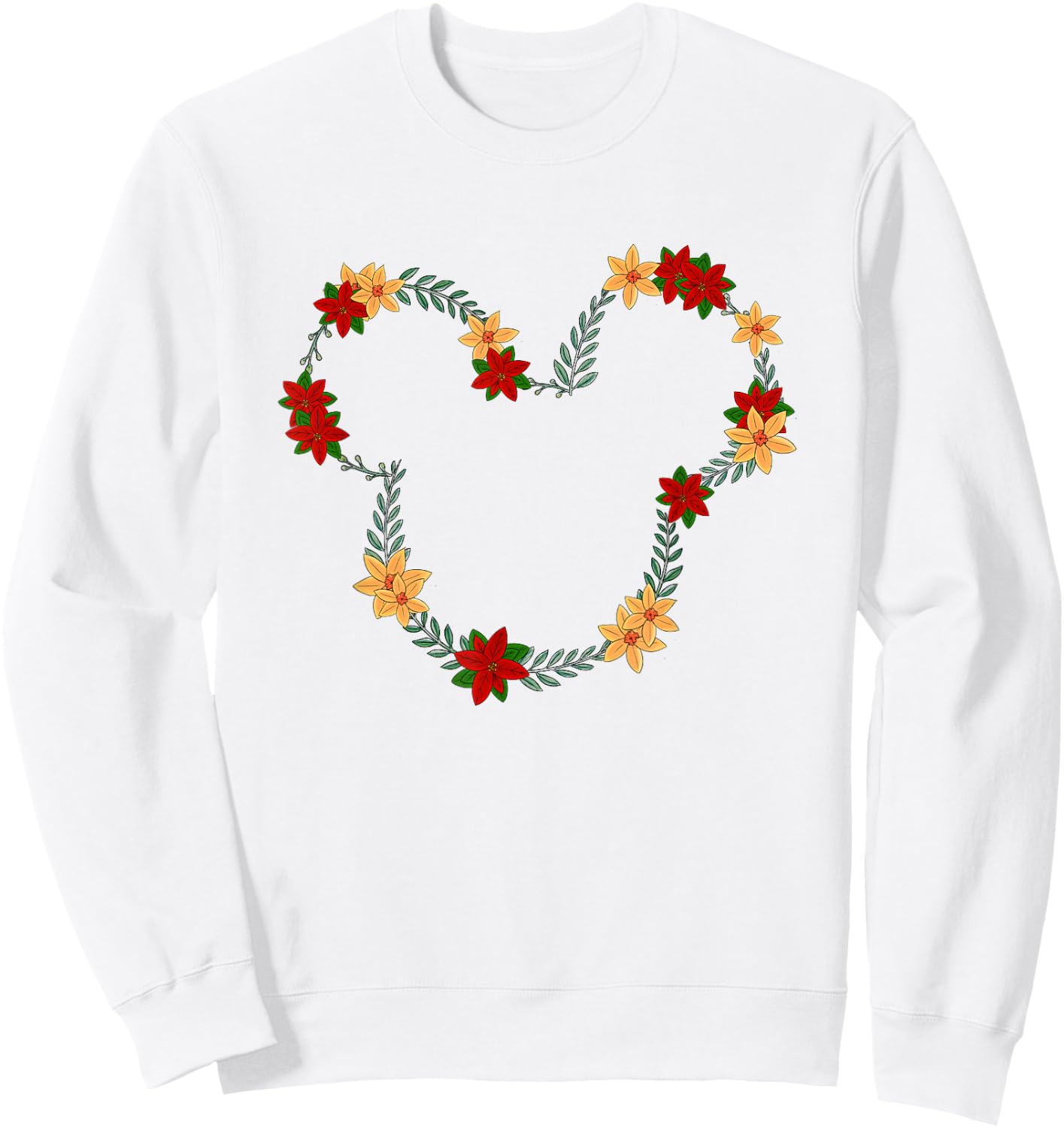 Disney Mickey And Friends December Birth Flower Wreath Sweatshirt - Sweatshirt | White