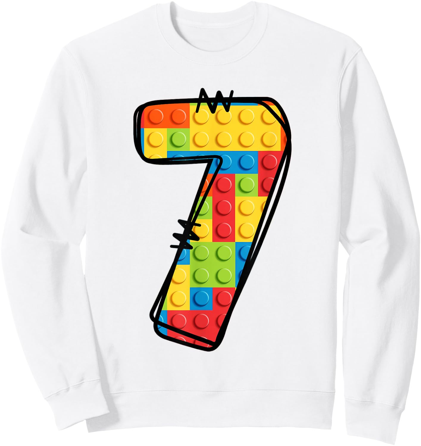 7 Year Old Blocks Building Master Builder 7th Birthday Sweatshirt - Sweatshirt | White