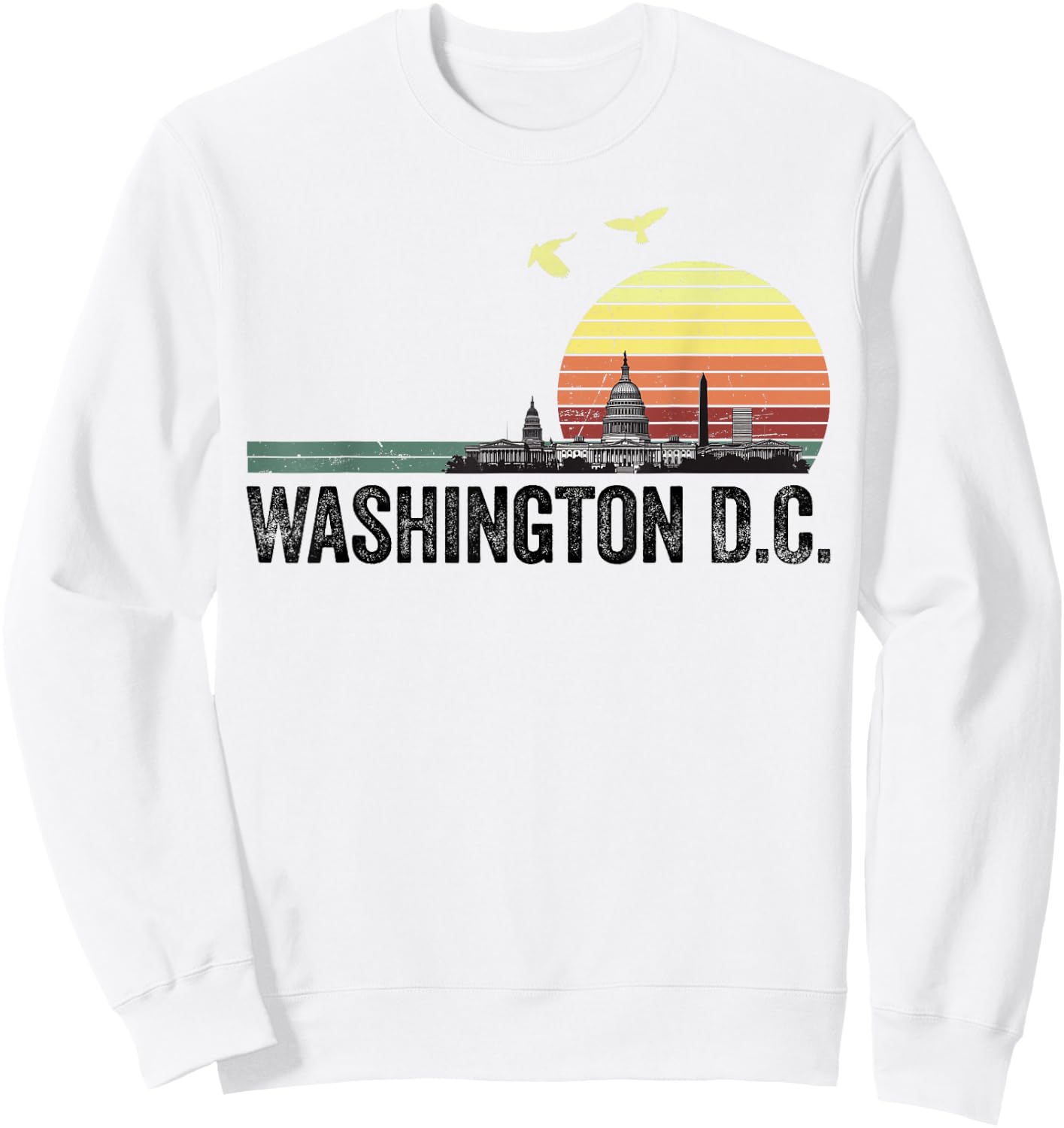 Washington DC Souvenir Capitol Hill Skyline Monuments Sweatshirt - Sweatshirt | White