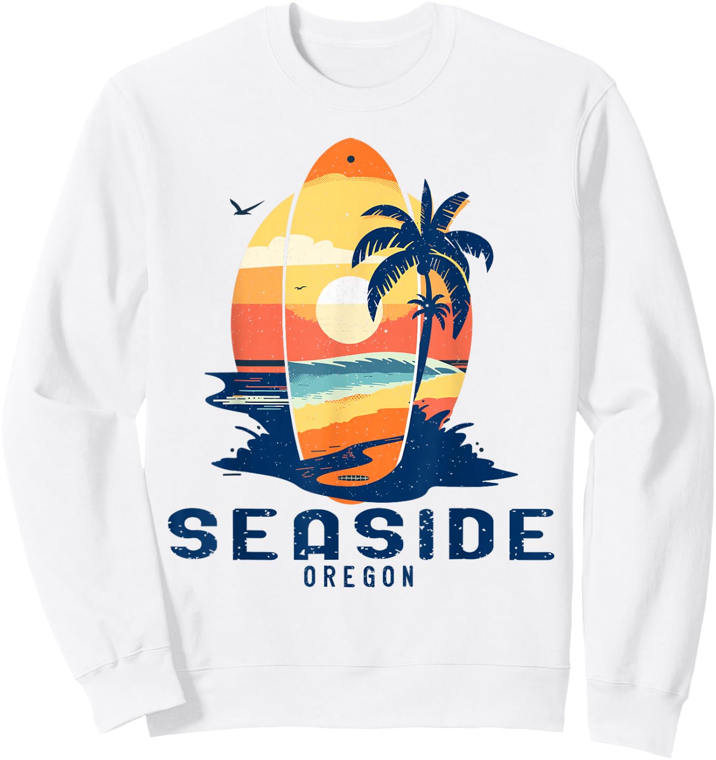 Vintage Oregon Seaside Surfboard Beach Sweatshirt - Sweatshirt | White