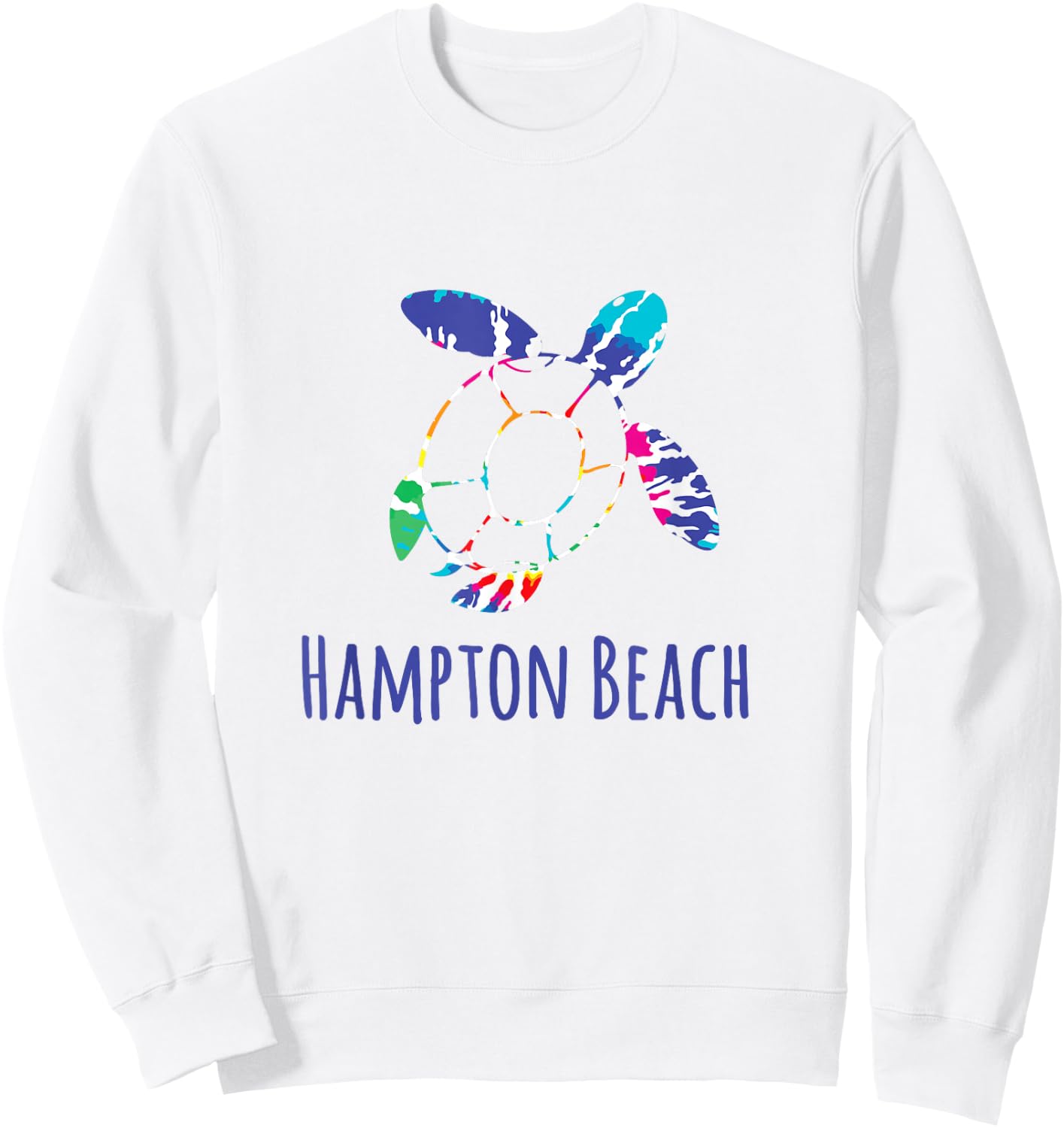 Hampton Beach Tie Dye Nautical Batik Loggerhead Turtle Sweatshirt - Sweatshirt | White