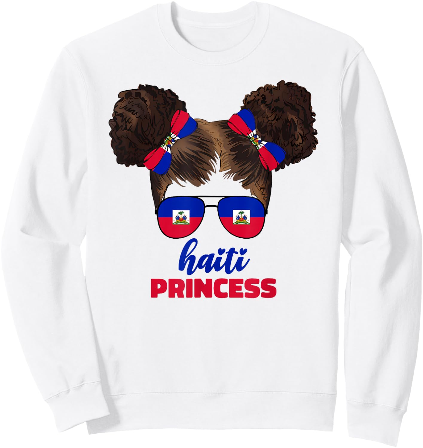 Haitian Princess Kids Youth For Girls Haiti Flag Pride Ayiti Sweatshirt - Sweatshirt | White