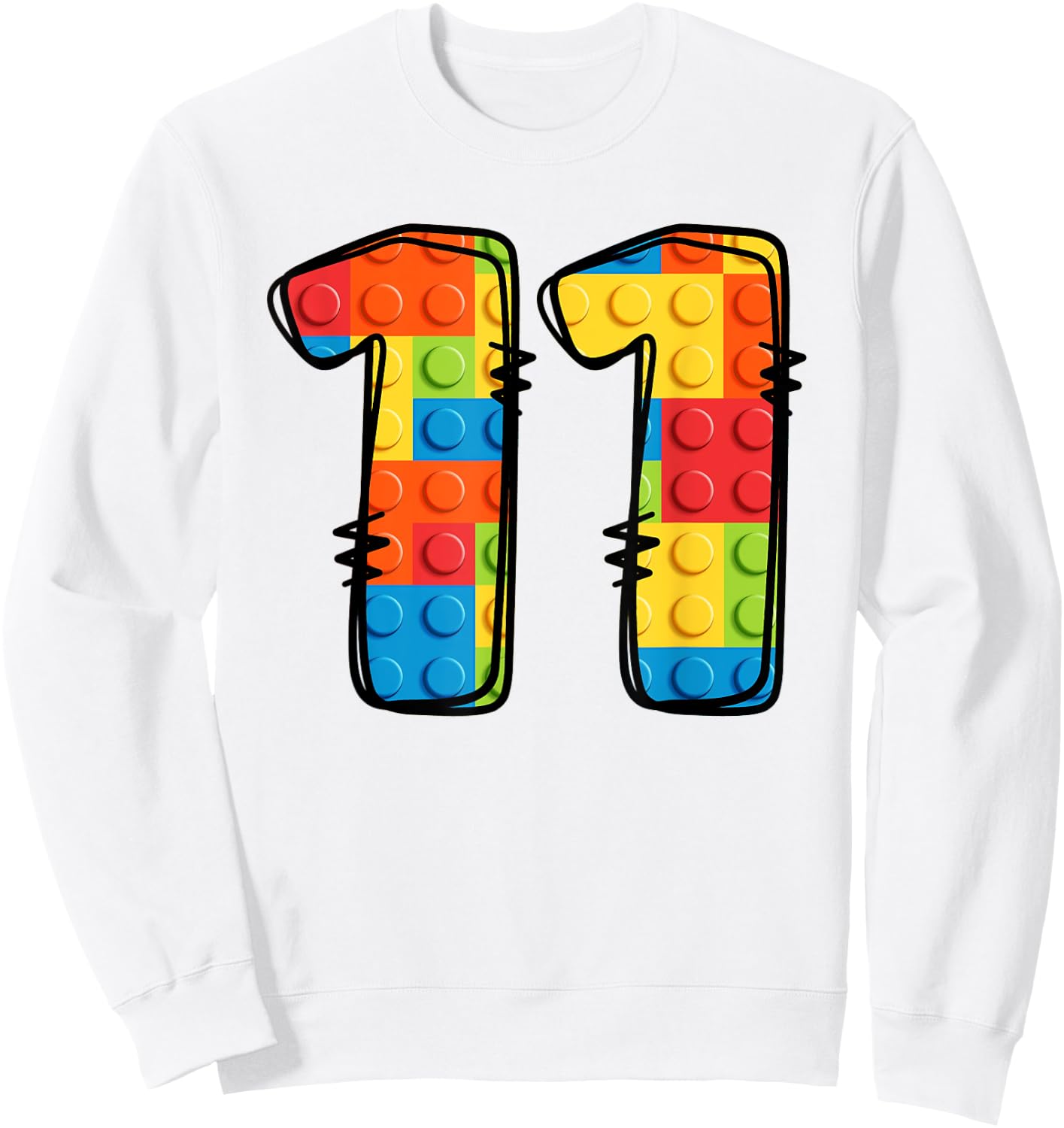 11 Year Old Blocks Building Master Builder 11th Birthday Sweatshirt - Sweatshirt | White