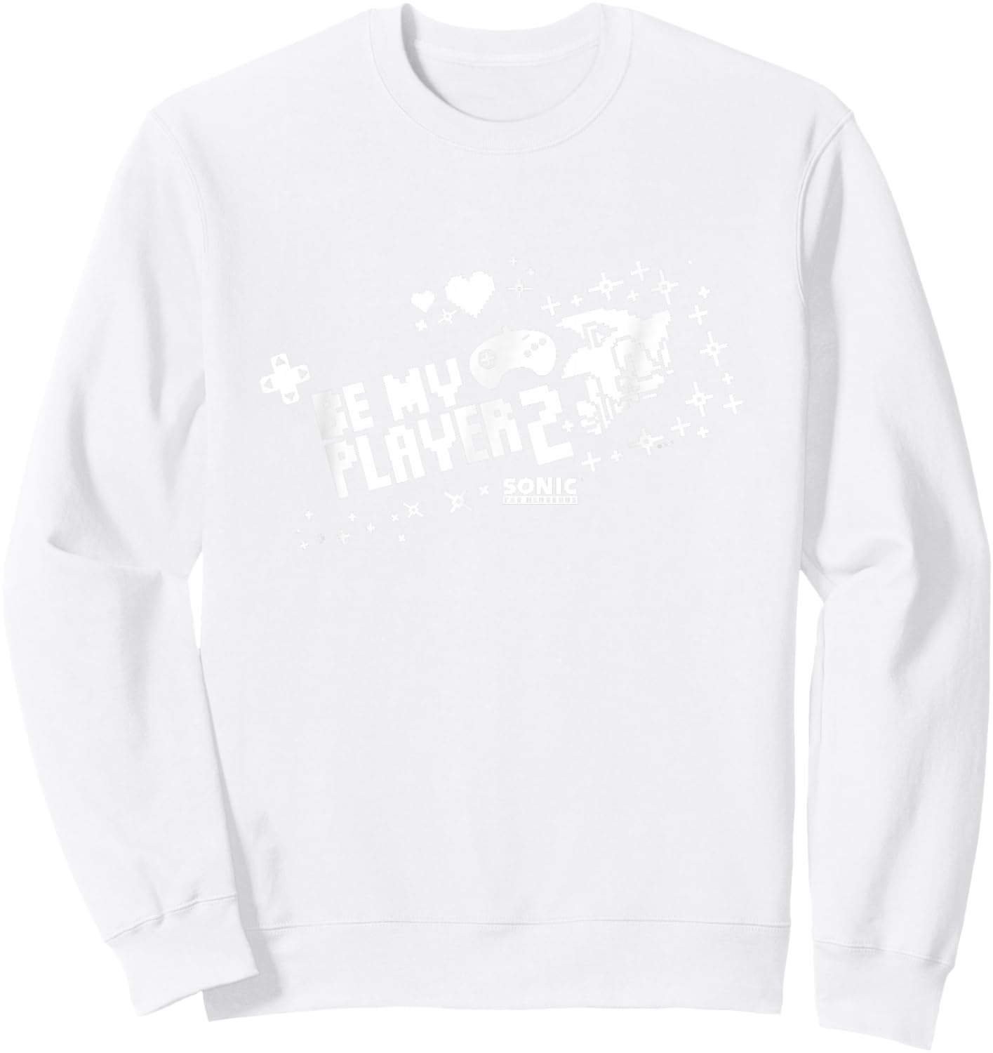 Sonic The Hedgehog Valentine's Day Be My Player 2 Pixel Logo Sweatshirt - Sweatshirt | White