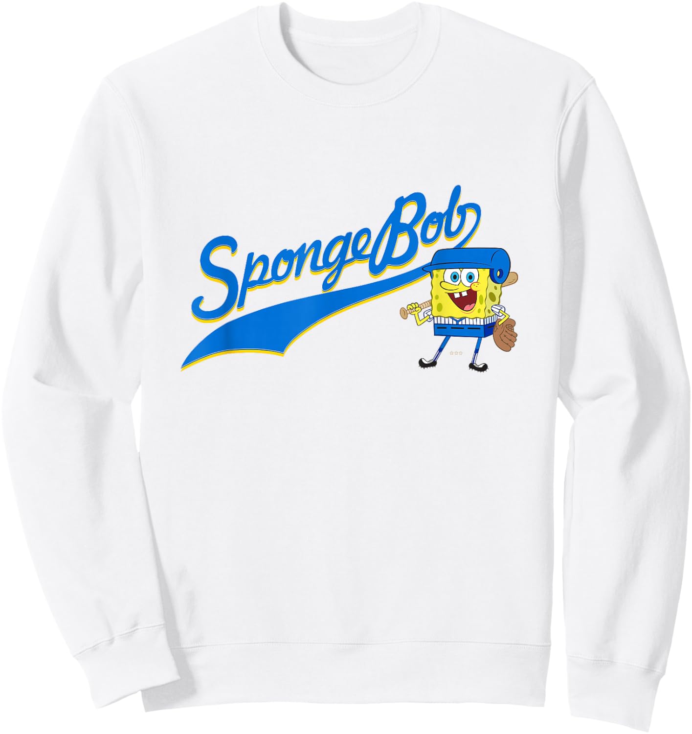 SpongeBob SquarePants Playing Baseball Sports Sweatshirt - Sweatshirt | White