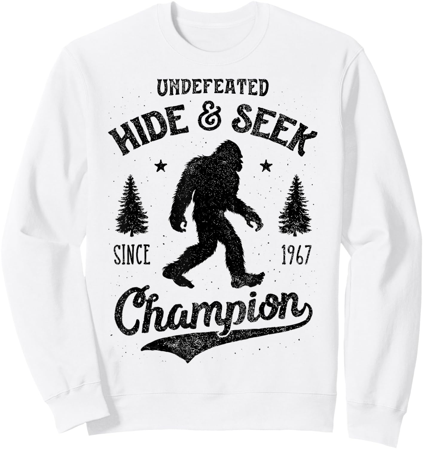 Bigfoot Hide And Seek Champion Funny Sasquatch Retro Vintage Sweatshirt - Sweatshirt | White