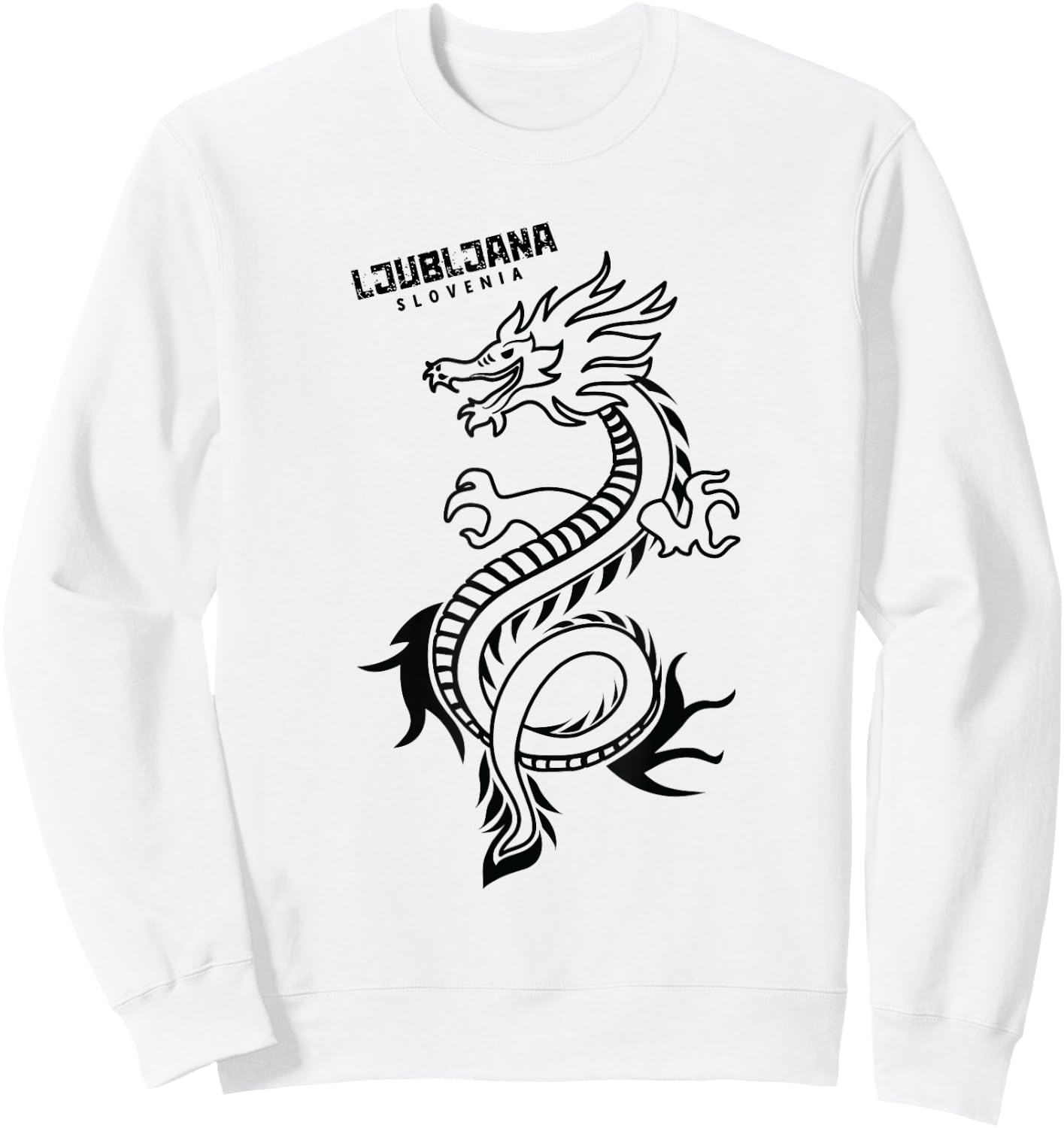 Ljubljana Slovenia City of Dragons Hand Drawn Dragon Sweatshirt - Sweatshirt | White