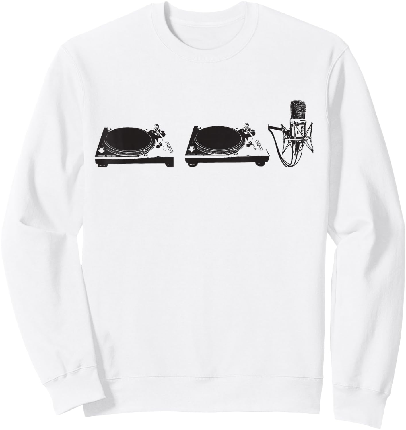 Two Turn Tables And A Microphone Old School Hip-Hop Rap Sweatshirt - Sweatshirt | White