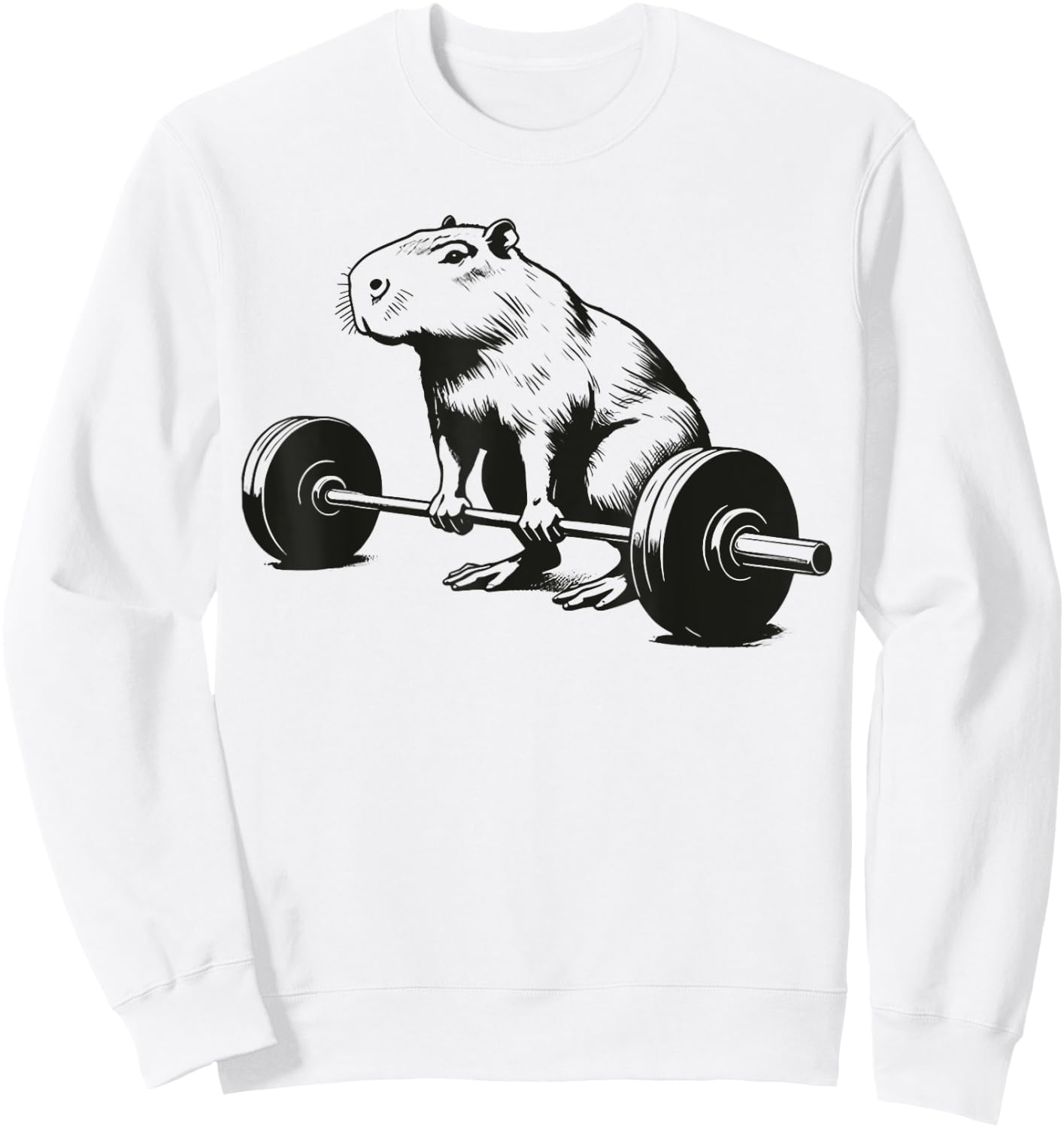 Bodybuilding Gifts Capybara Weightlifting Funny Workout Deadlift Fitness Gym , Small, Grey Sweatshirt - Sweatshirt | White