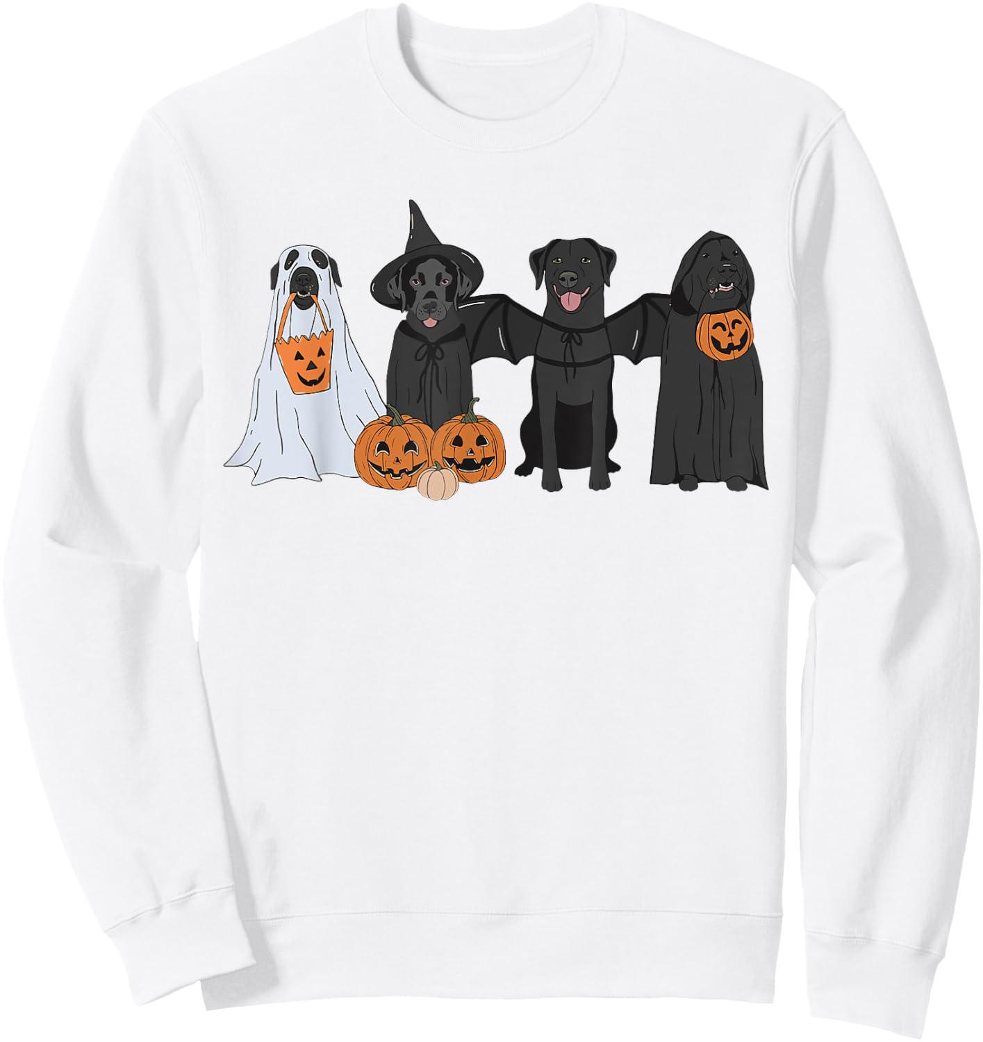 Cute Black Labrador Dog Halloween Pumpkin Labrador Dog Mom Men Women Sweatshirt - Sweatshirt | White