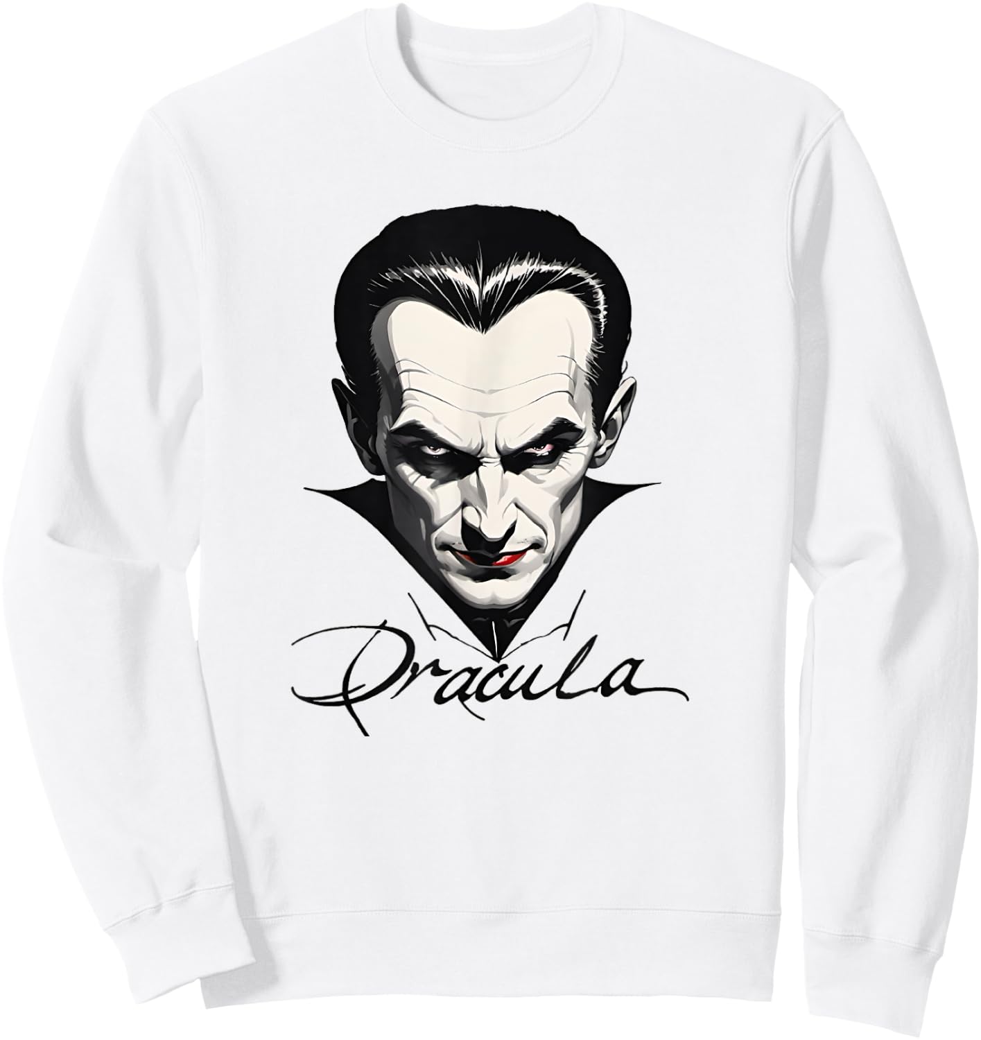 Bram Stoker Vampire Novel Character Dracula Portrait and Signature Sweatshirt - Sweatshirt | White