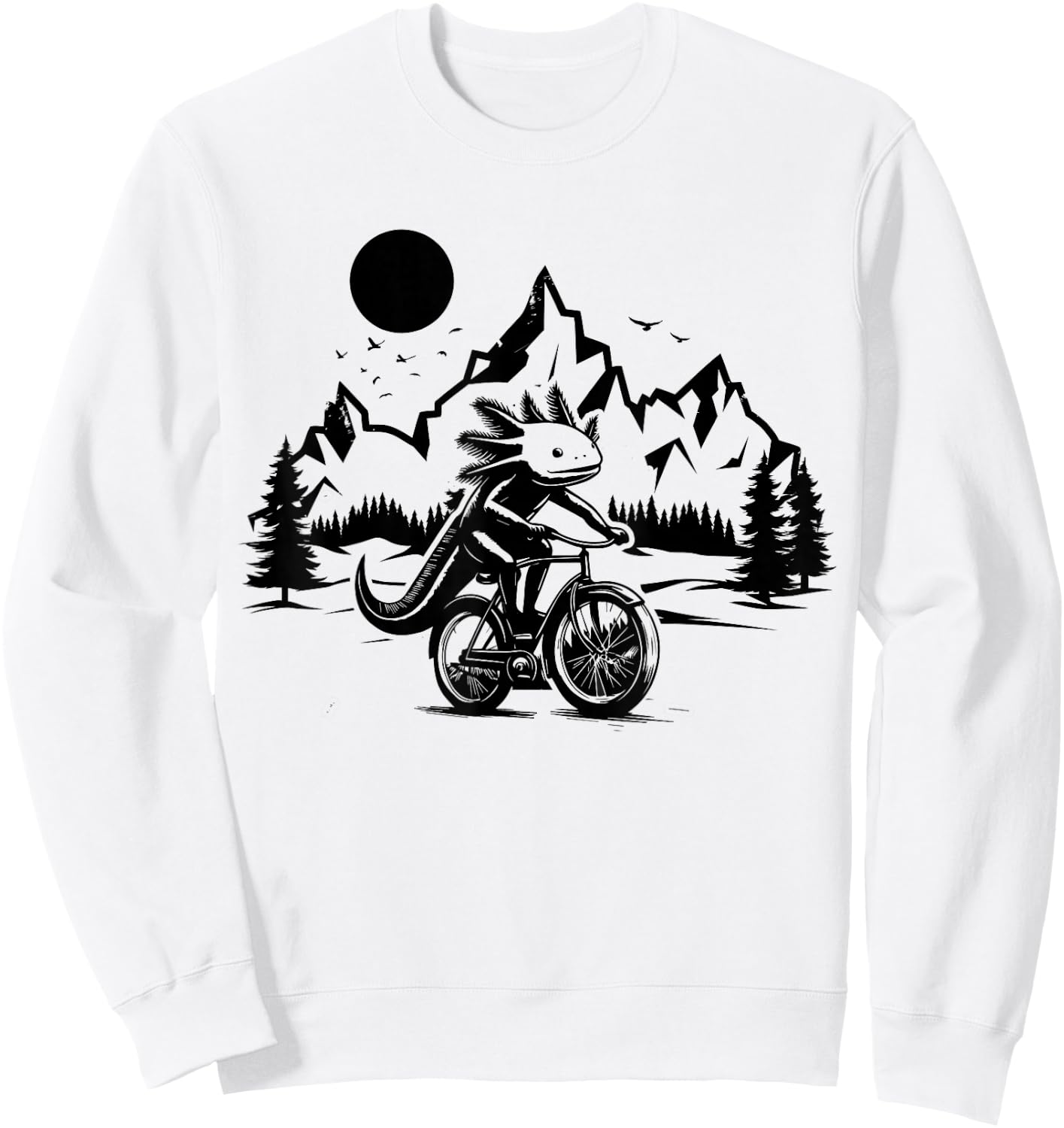 Axolotl Riding Bicycle Vintage Mountain Biking Axolotl Biker Sweatshirt - Sweatshirt | White
