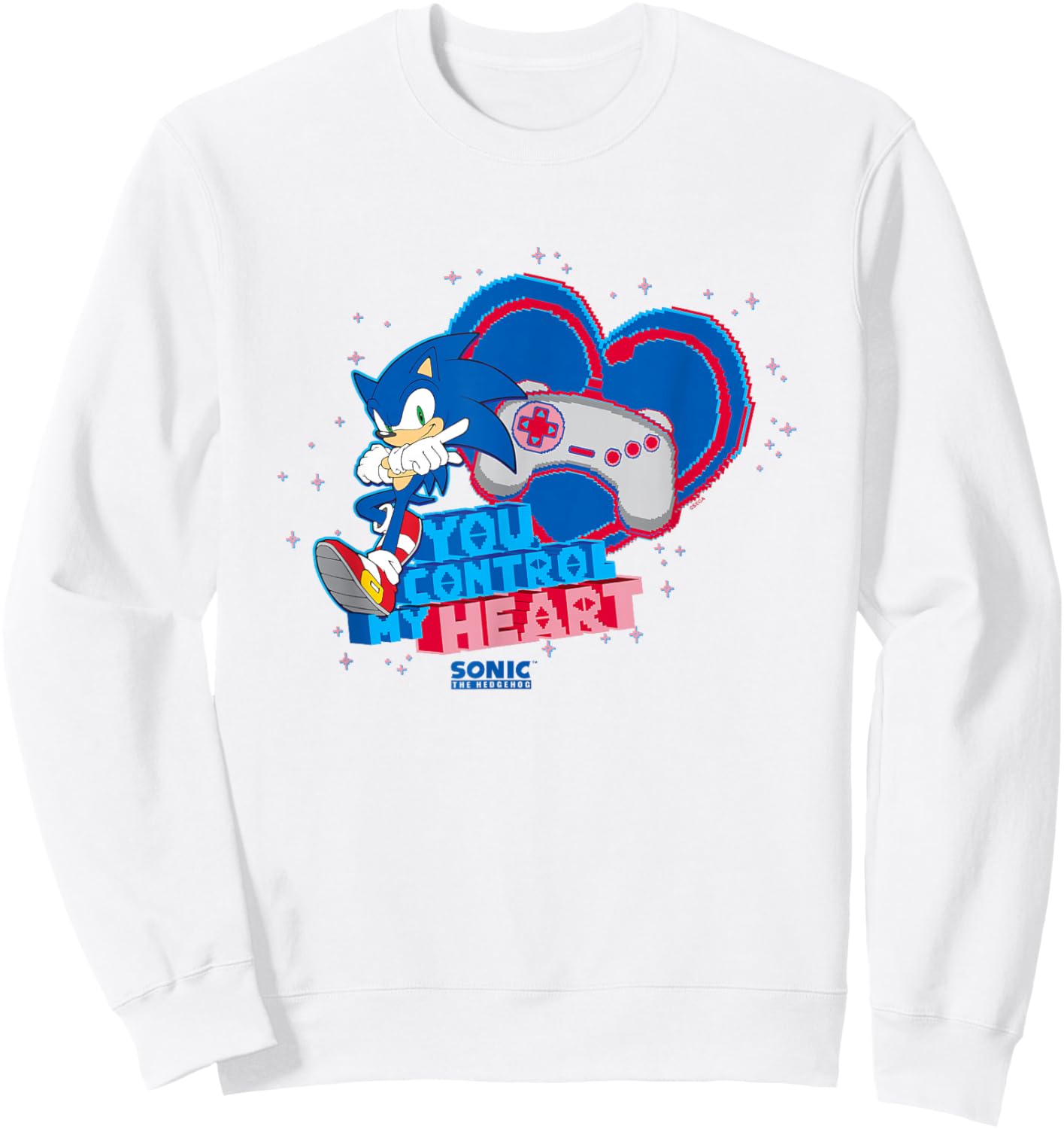 Sonic The Hedgehog Valentine's Day You Control My Heart Logo Sweatshirt - Sweatshirt | White