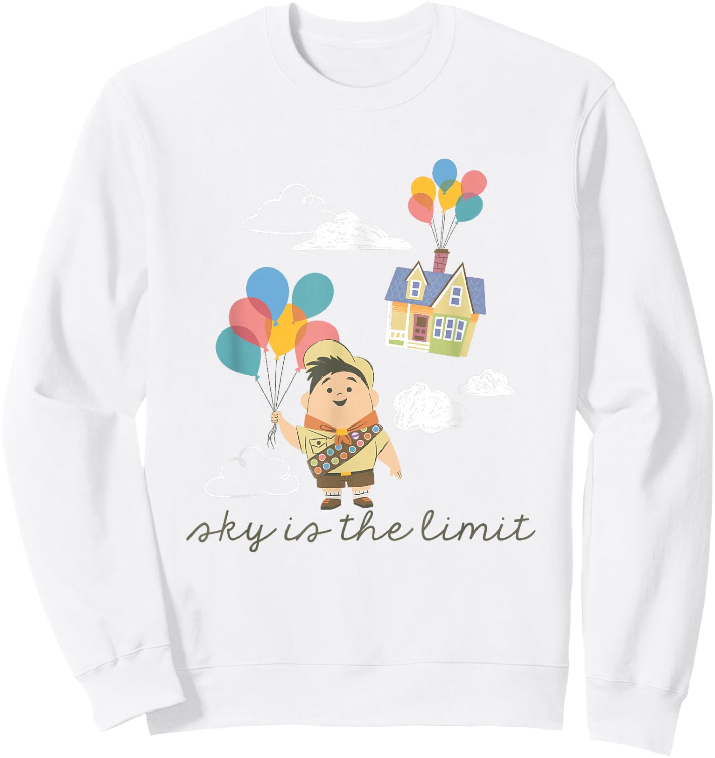 Disney Pixar Up Cute Russell Sky Is The Limit Big Chest Logo Sweatshirt - Sweatshirt | White