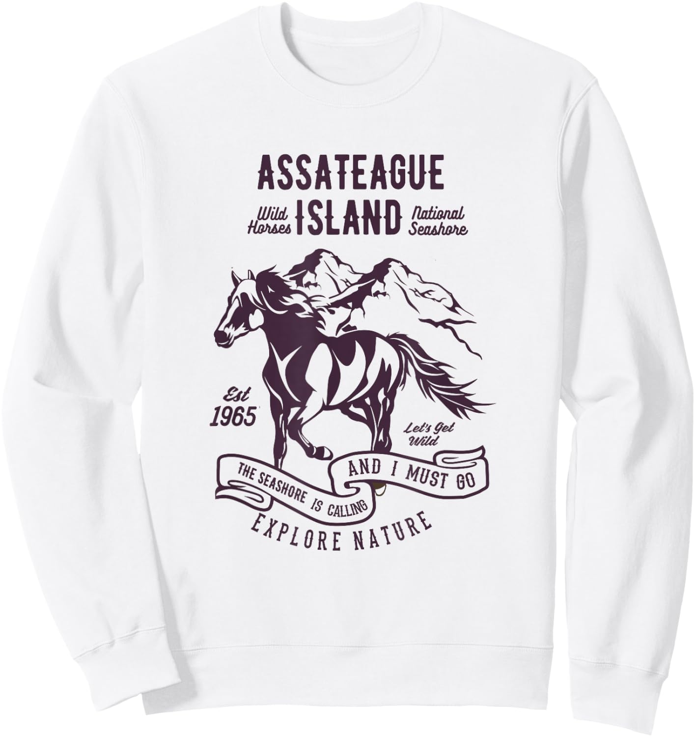 Assateague Island National Seashore Wild Horses Sweatshirt - Sweatshirt | White