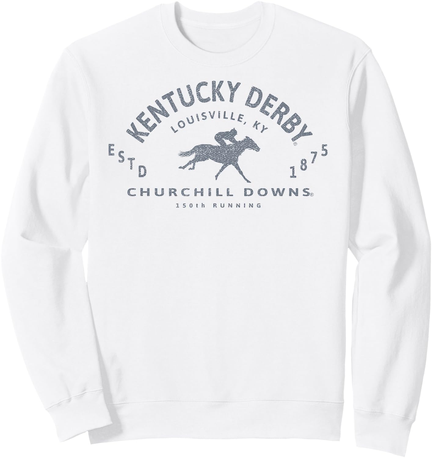 Officially Licensed Kentucky Derby 150th Running Retro Logo Sweatshirt - Sweatshirt | White